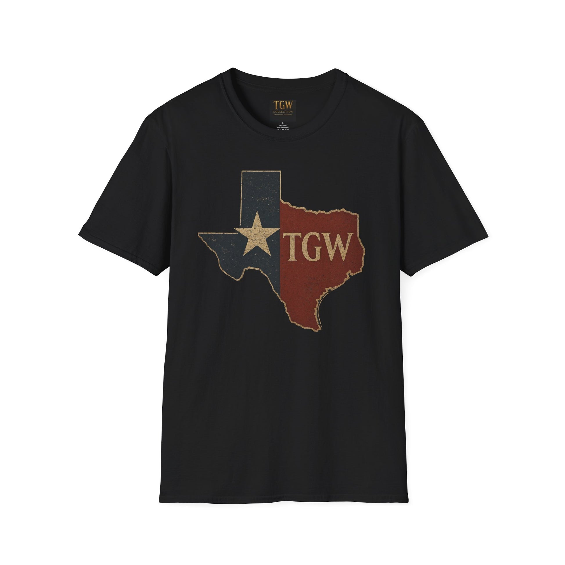 Texas Flag Outline T-Shirt with TGW Monogram — Rustic Lone Star Graphic Tee