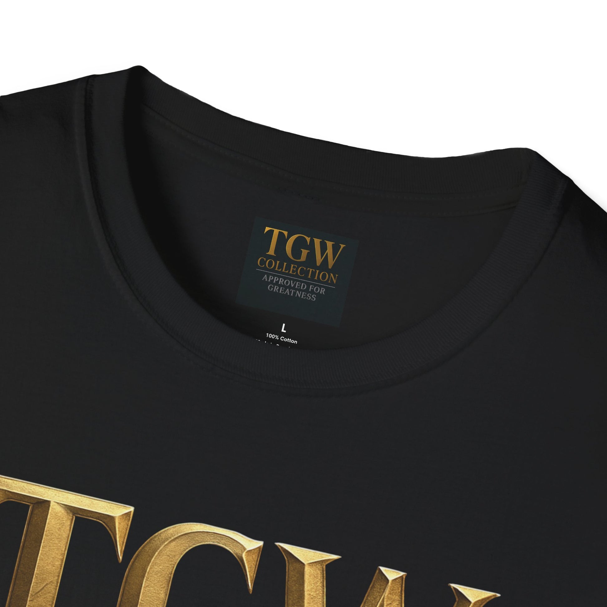 Elegant Gold Lettering Soft style T-Shirt, Casual Tee, Stylish Apparel, Gift for Fashion Lovers, Everyday Wear