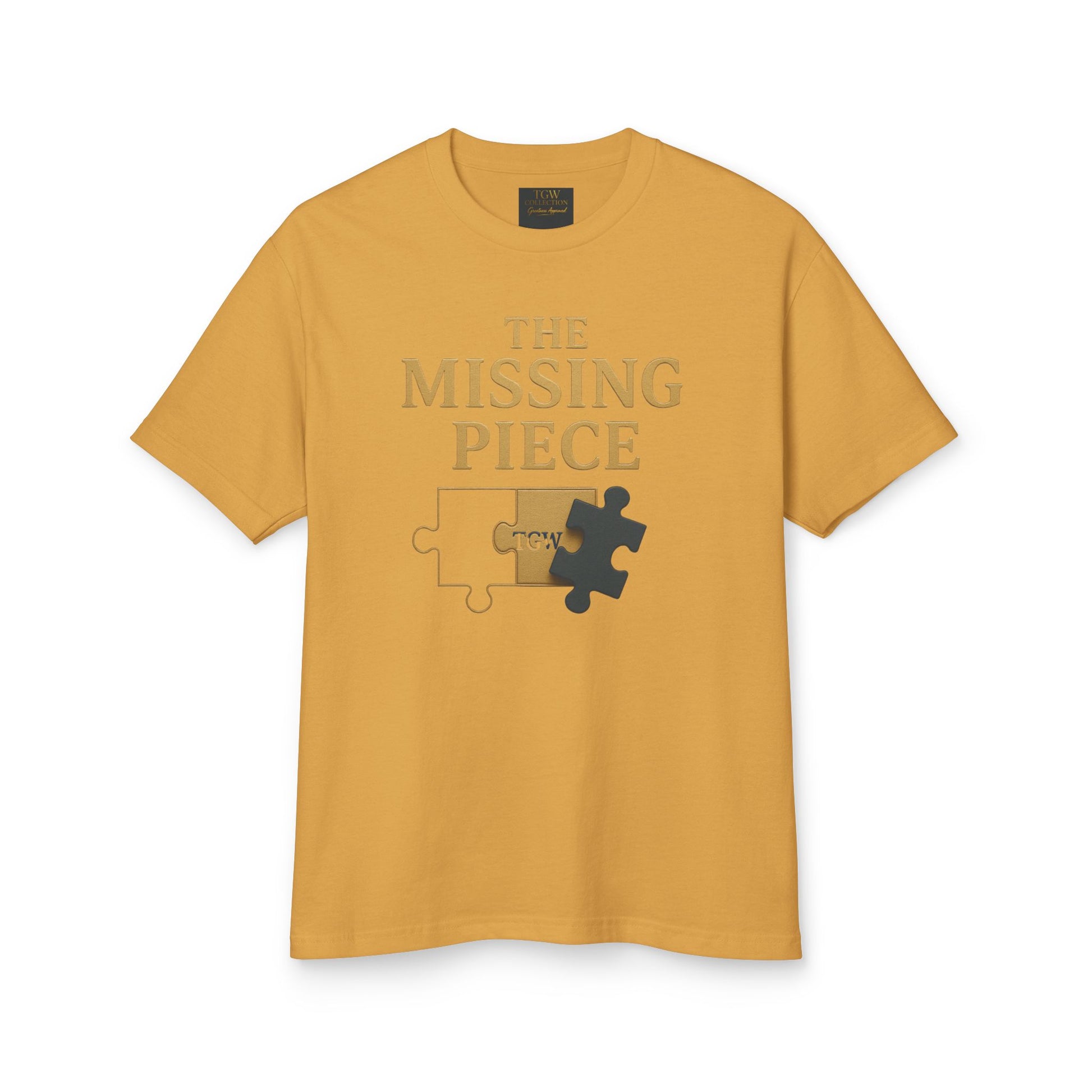 Puzzle-Themed Heavyweight Cotton Tee, Casual Wear
