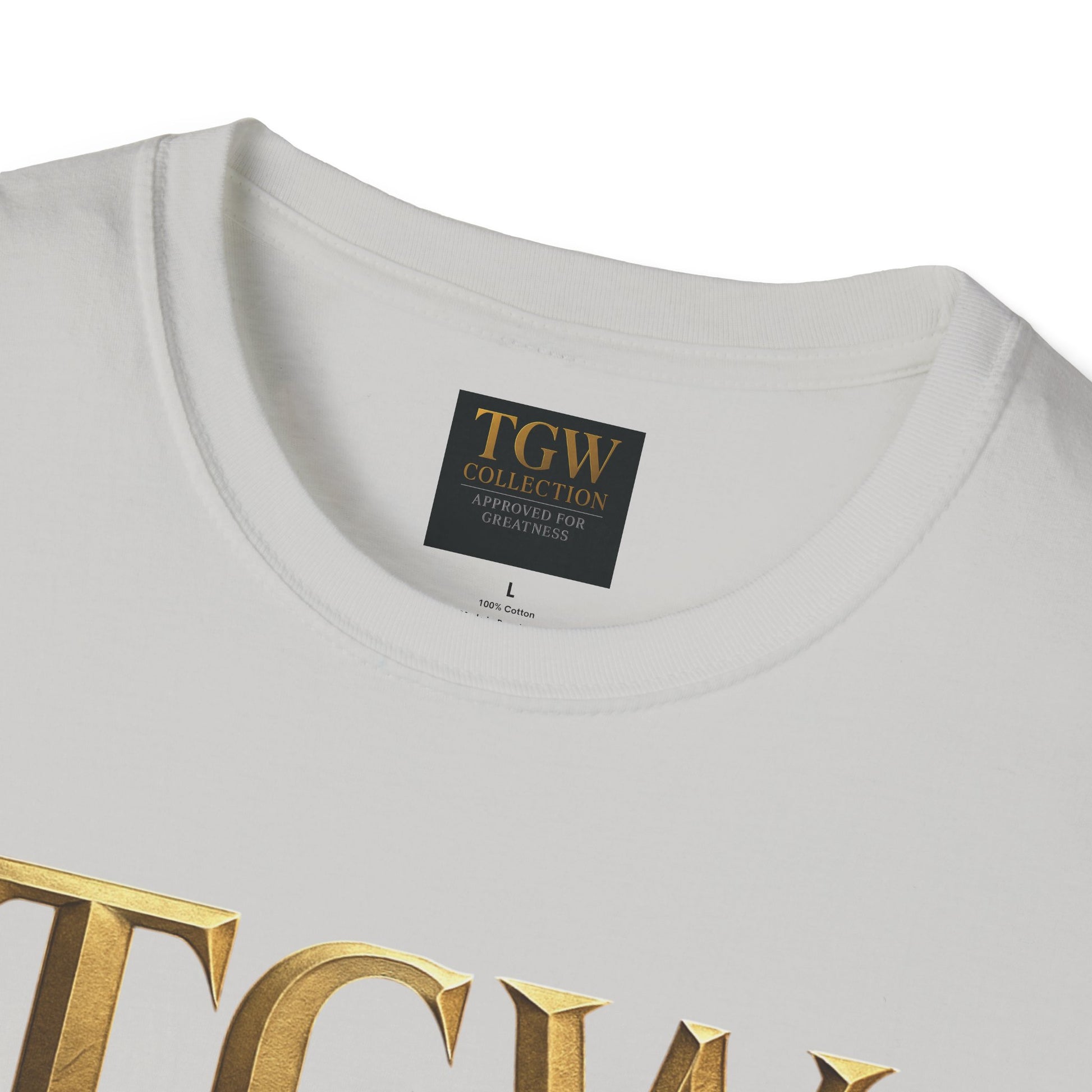 Elegant Gold Lettering Soft style T-Shirt, Casual Tee, Stylish Apparel, Gift for Fashion Lovers, Everyday Wear