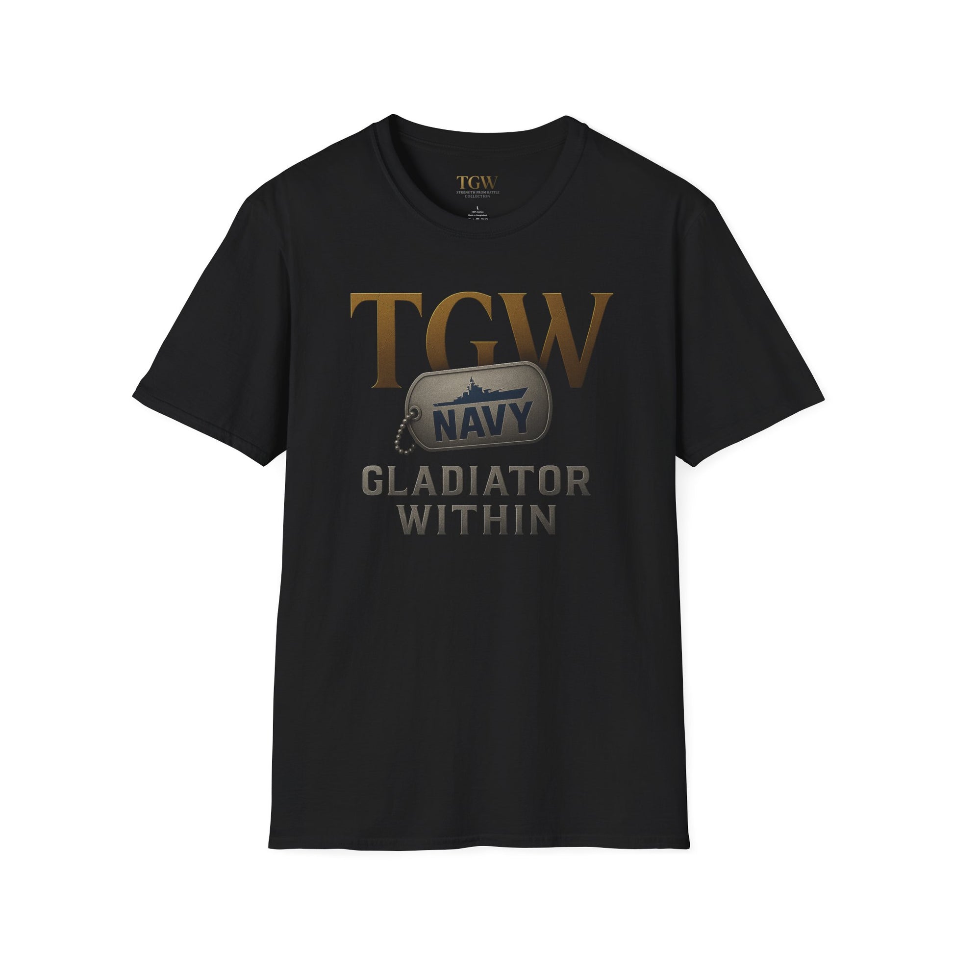 Navy Gladiator Within T-Shirt, Softstyle Tee for Veterans, Motivational Shirt, Gift for Military Families, Casual Everyday Wear