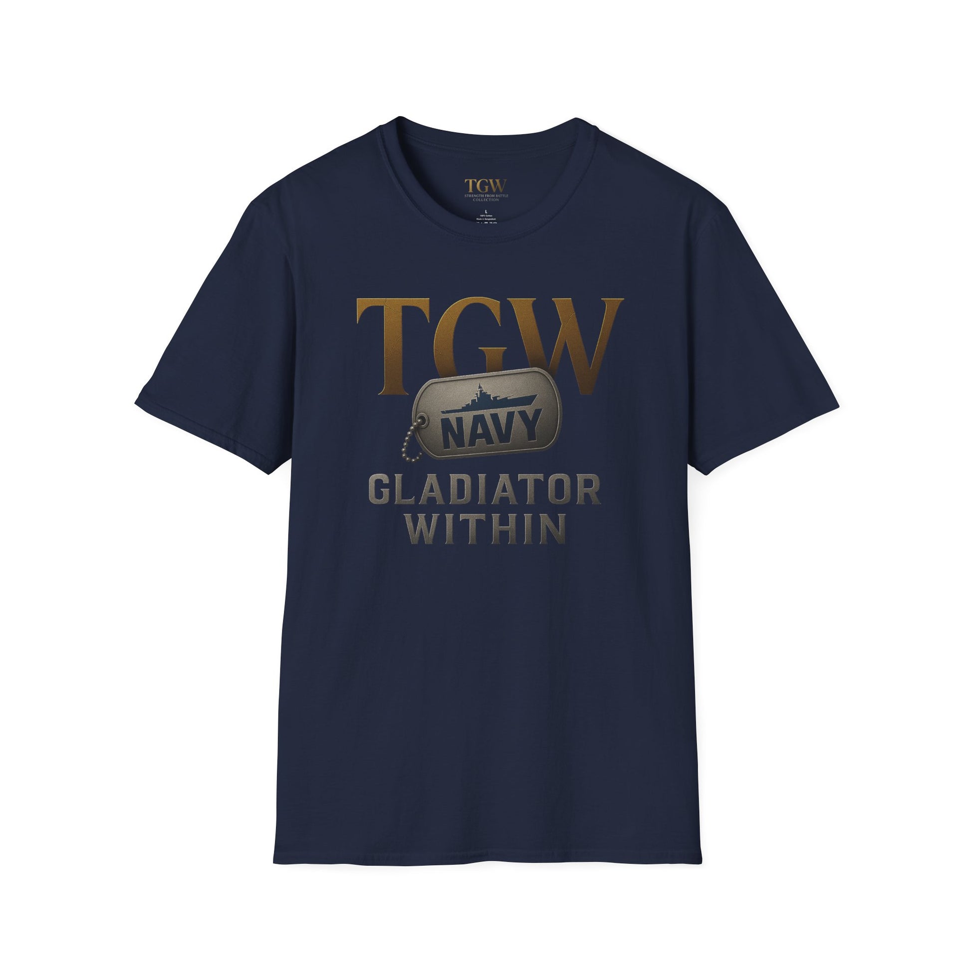 Navy Gladiator Within T-Shirt, Softstyle Tee for Veterans, Motivational Shirt, Gift for Military Families, Casual Everyday Wear