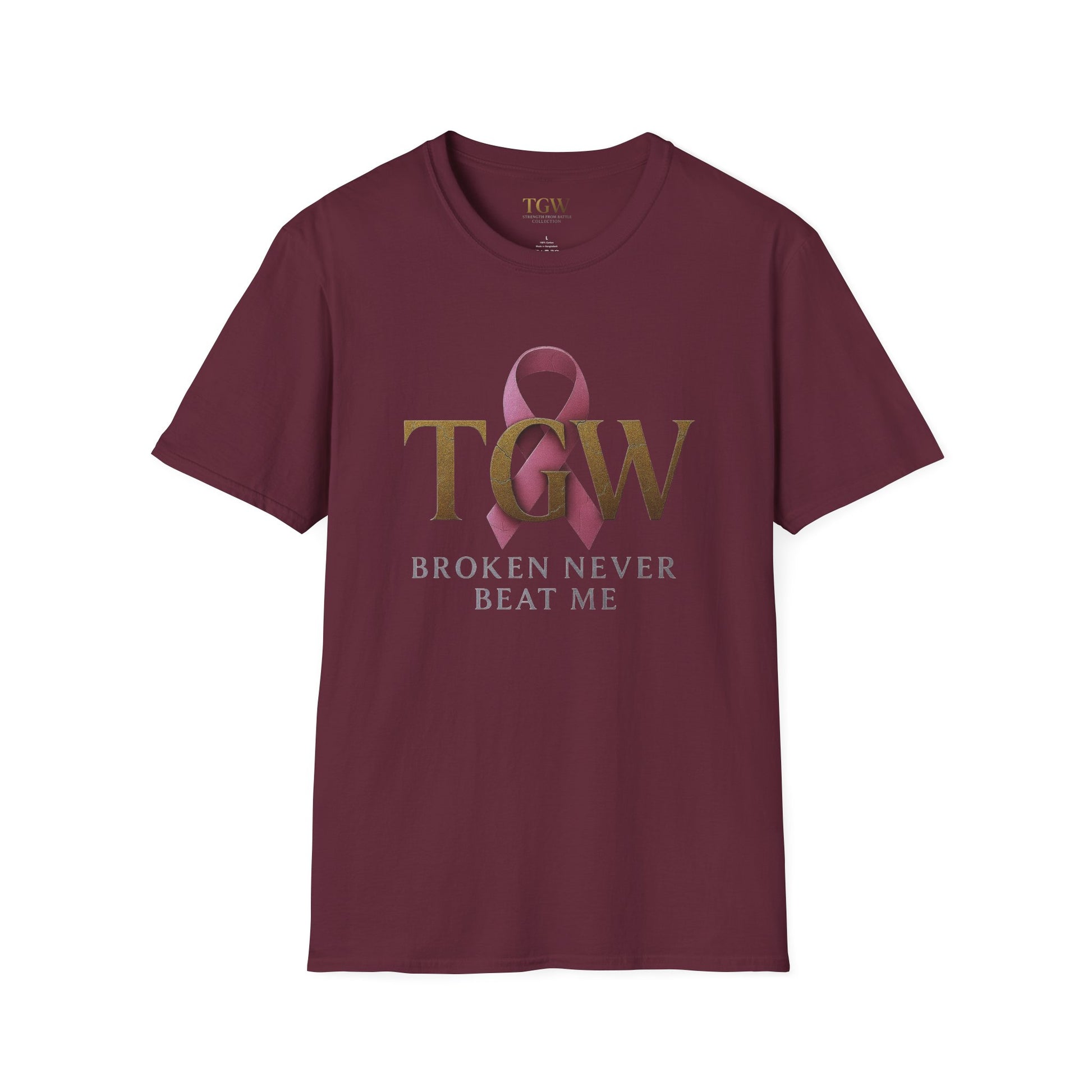 Inspirational T-Shirt: "Broken Never Beat Me" | Motivation, Support, Awareness, Gift for Her, Cancer Survivor