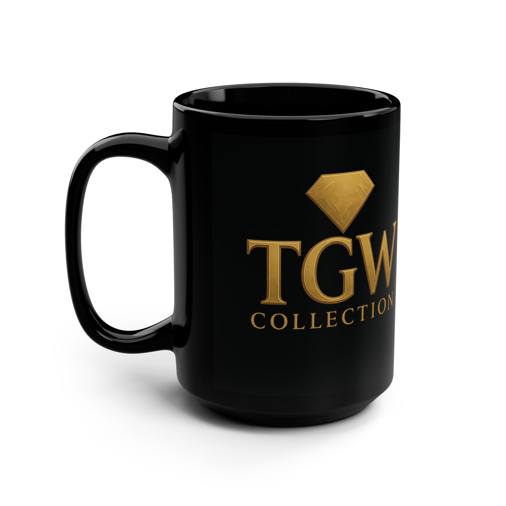 Elegant Black Mug with Golden Logo, Coffee Lover Gift, Stylish Tea Cup, Home Office Decor, Birthday Present Idea