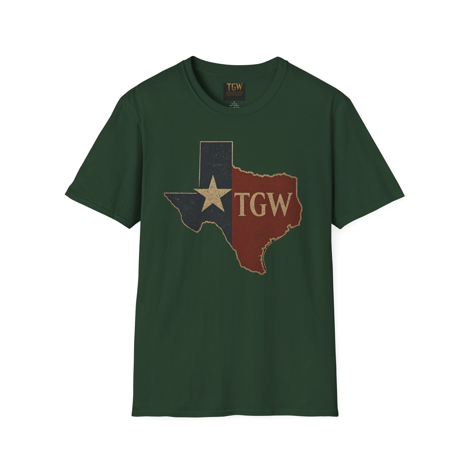 Texas Flag Outline T-Shirt with TGW Monogram — Rustic Lone Star Graphic Tee