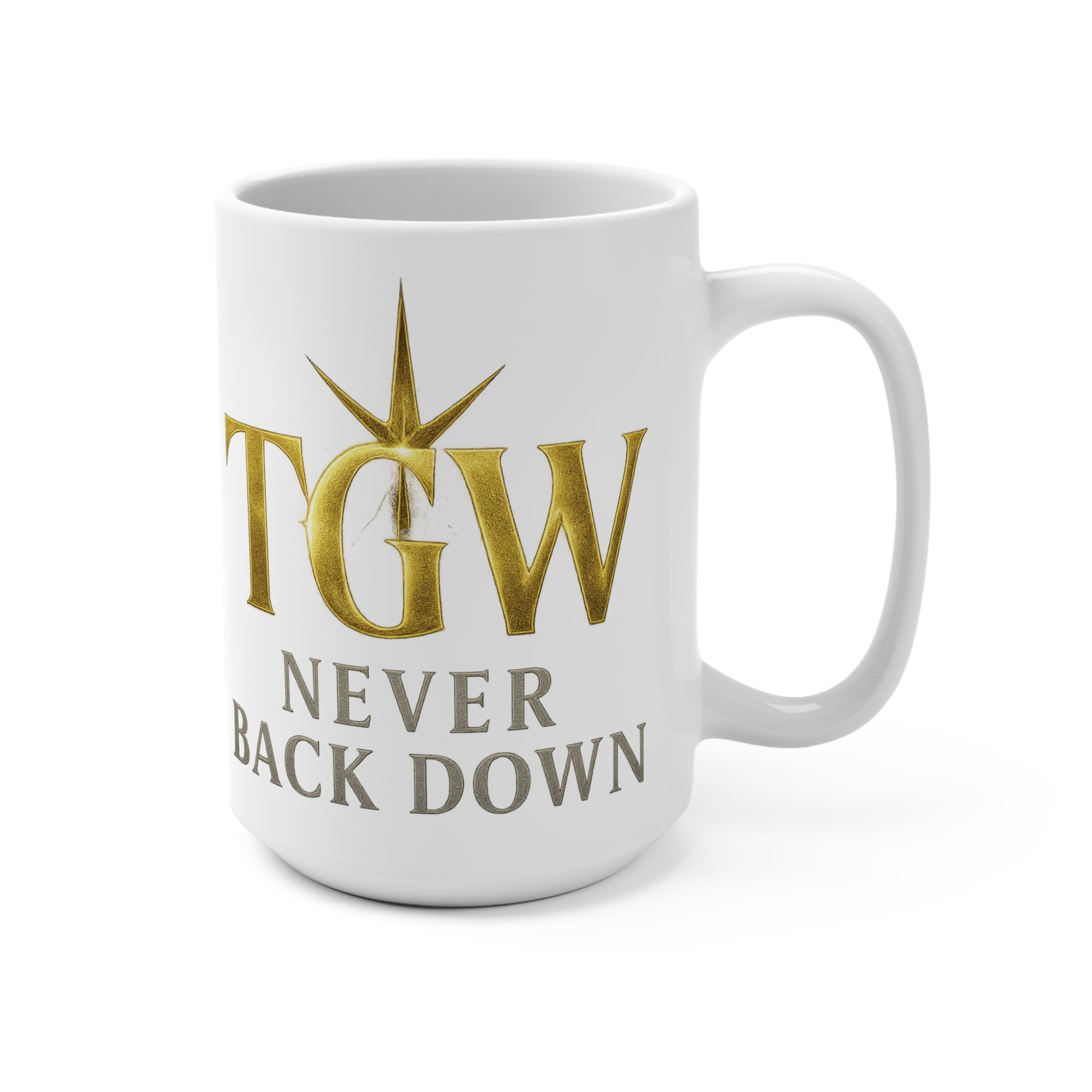 Inspirational Mug - "Never Back Down" Coffee Cup for Motivation, Gift for Friends, Self-Care, Office Decor, Motivational Gift