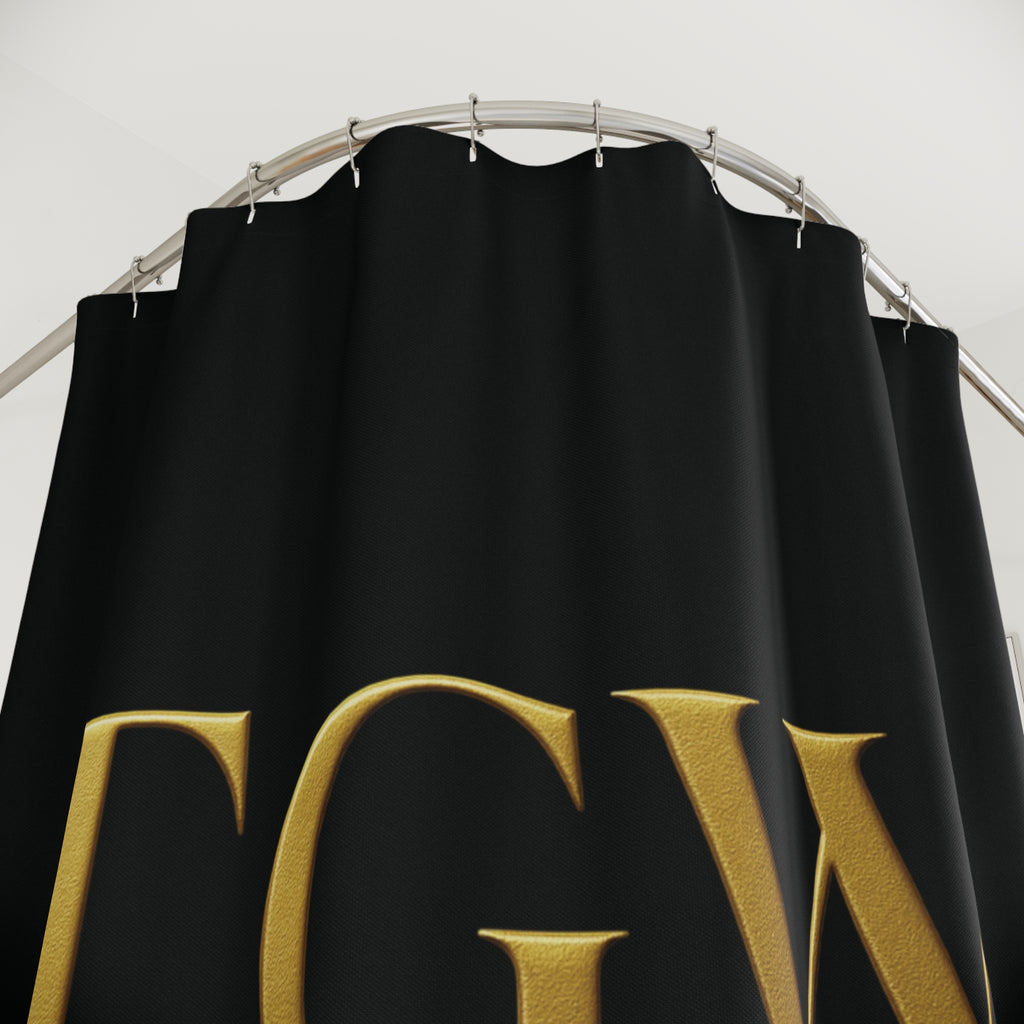Luxurious Gold Text Shower Curtain, Modern Bathroom Decor, Elegant Gift for Her, Stylish Home Accessories, Unique Housewarming Present