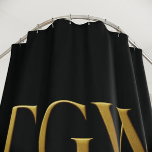 Luxurious Gold Text Shower Curtain, Modern Bathroom Decor, Elegant Gift for Her, Stylish Home Accessories, Unique Housewarming Present