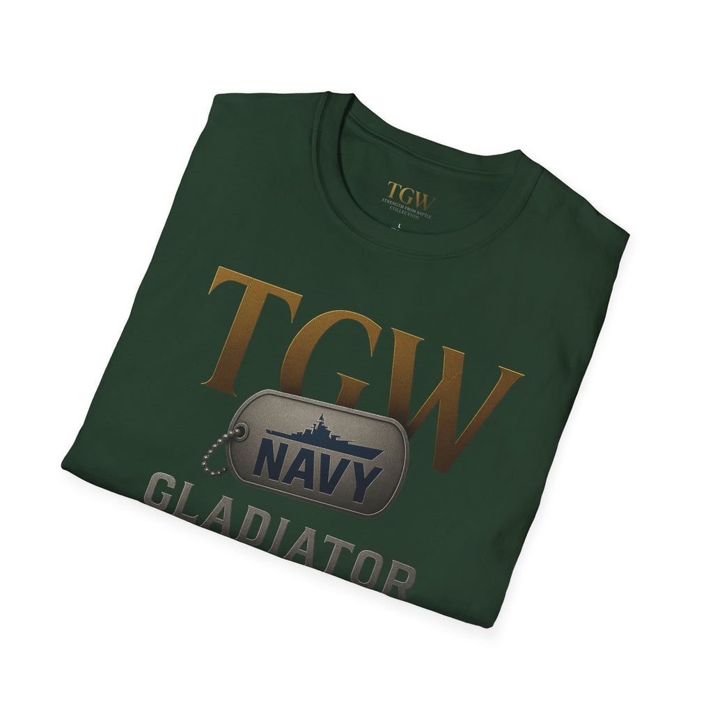 Navy Gladiator Within T-Shirt, Softstyle Tee for Veterans, Motivational Shirt, Gift for Military Families, Casual Everyday Wear