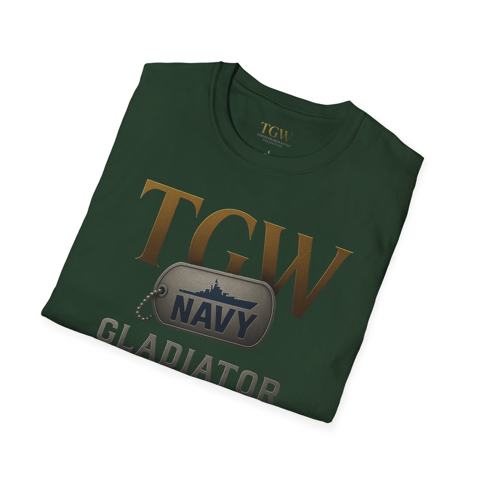 Navy Gladiator Within T-Shirt, Softstyle Tee for Veterans, Motivational Shirt, Gift for Military Families, Casual Everyday Wear