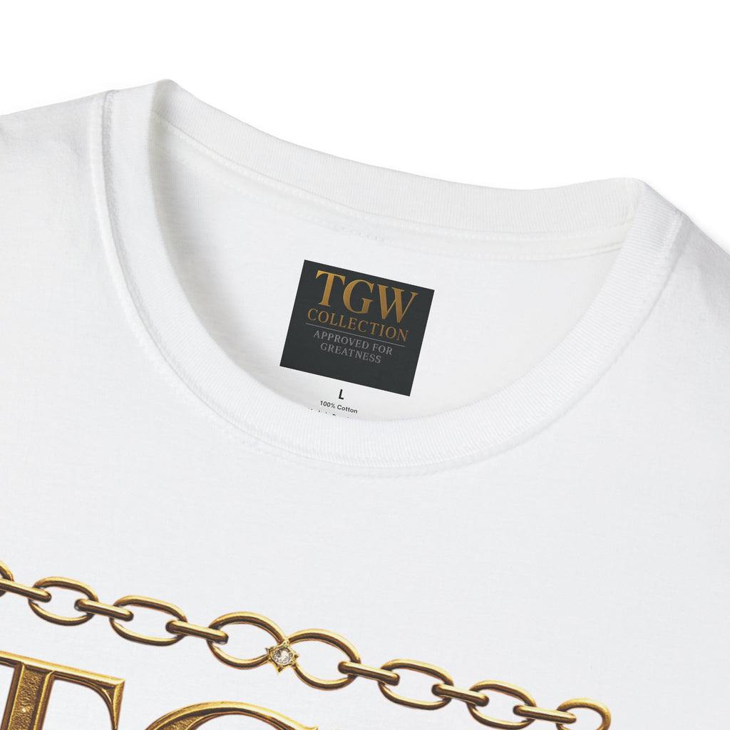 Gold Chain Text T-Shirt, Stylish Tee, Casual Wear, Motivational Shirt