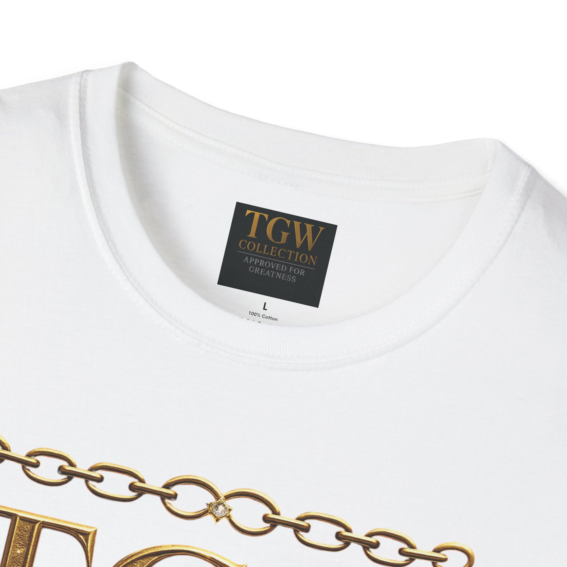 Gold Chain Text T-Shirt, Stylish Tee, Casual Wear, Motivational Shirt