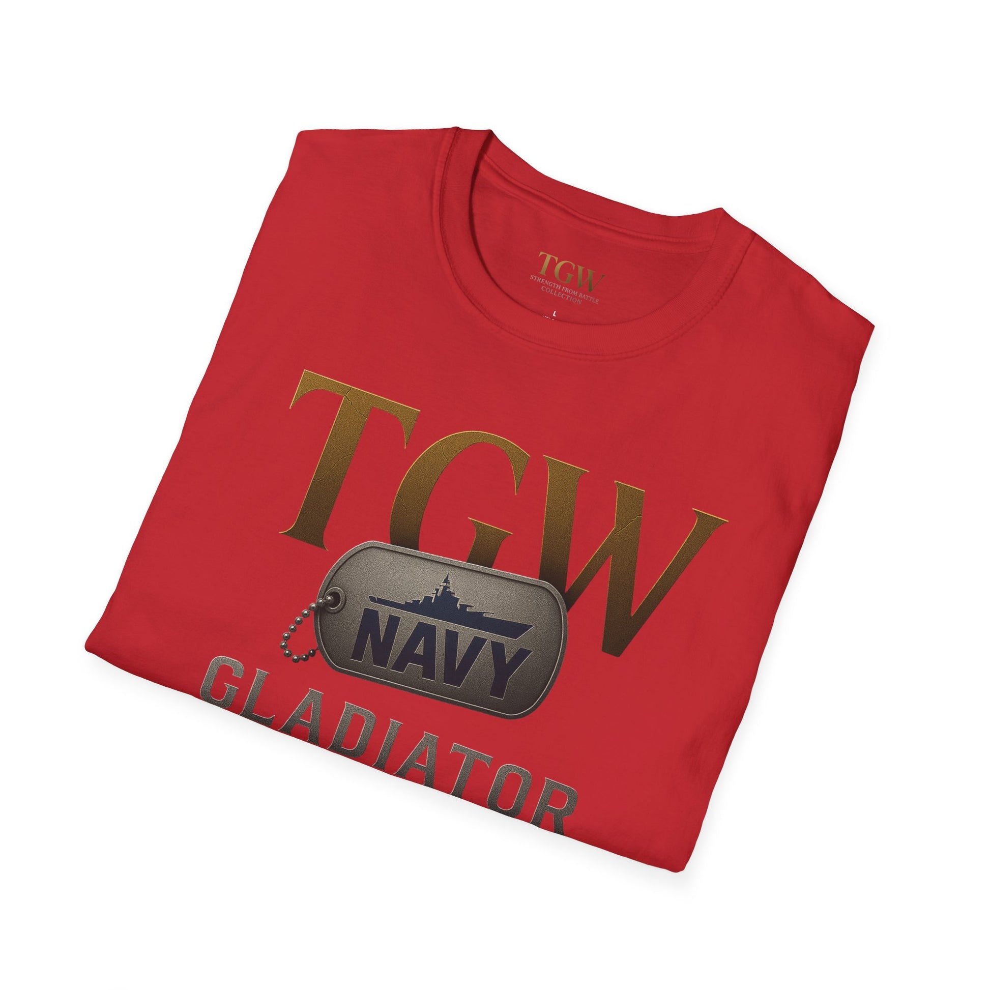 Navy Gladiator Within T-Shirt, Softstyle Tee for Veterans, Motivational Shirt, Gift for Military Families, Casual Everyday Wear