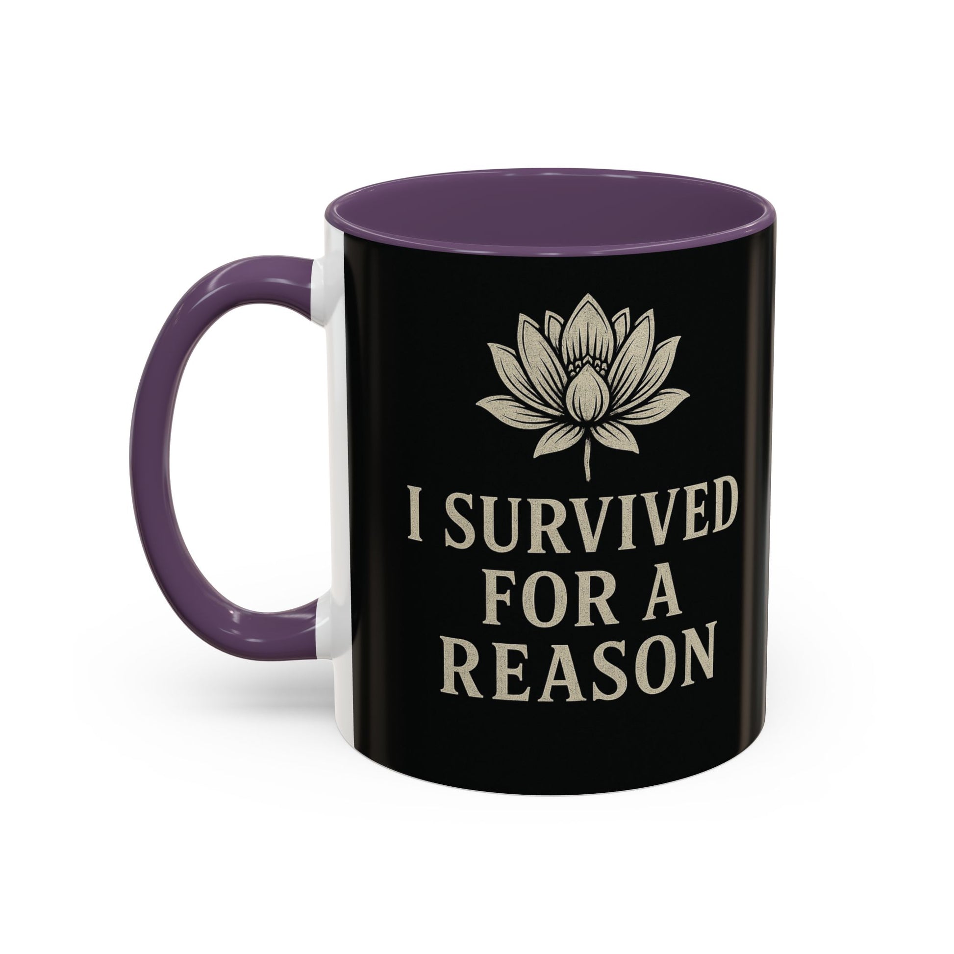 Inspirational Coffee Mug - I Survived for a Reason, Motivational Gift, Personalized Tea Cup, Positive Affirmation, Self-Care Mug