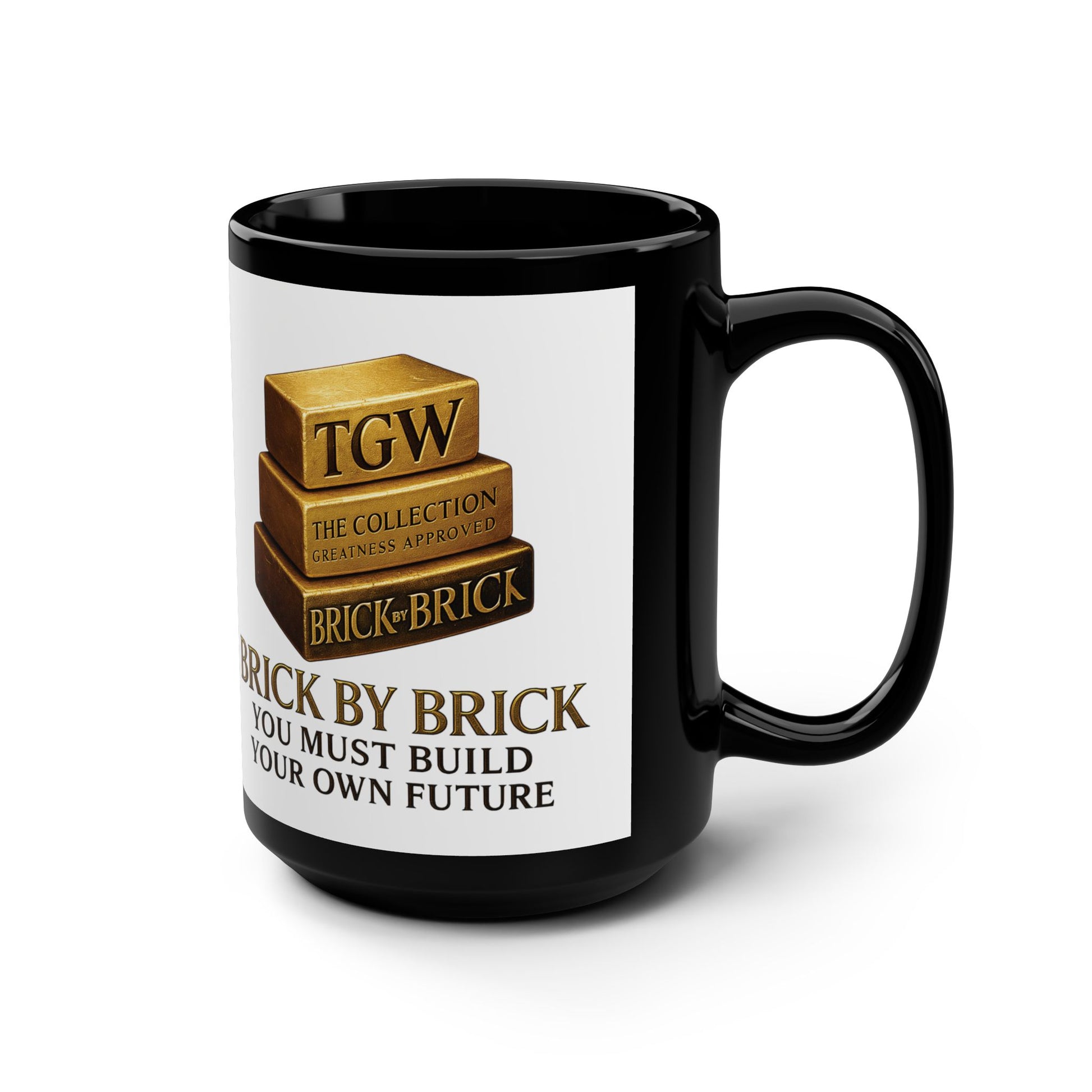 15oz Black Mug – Brick By Brick - Build Your Own Table (TGW)