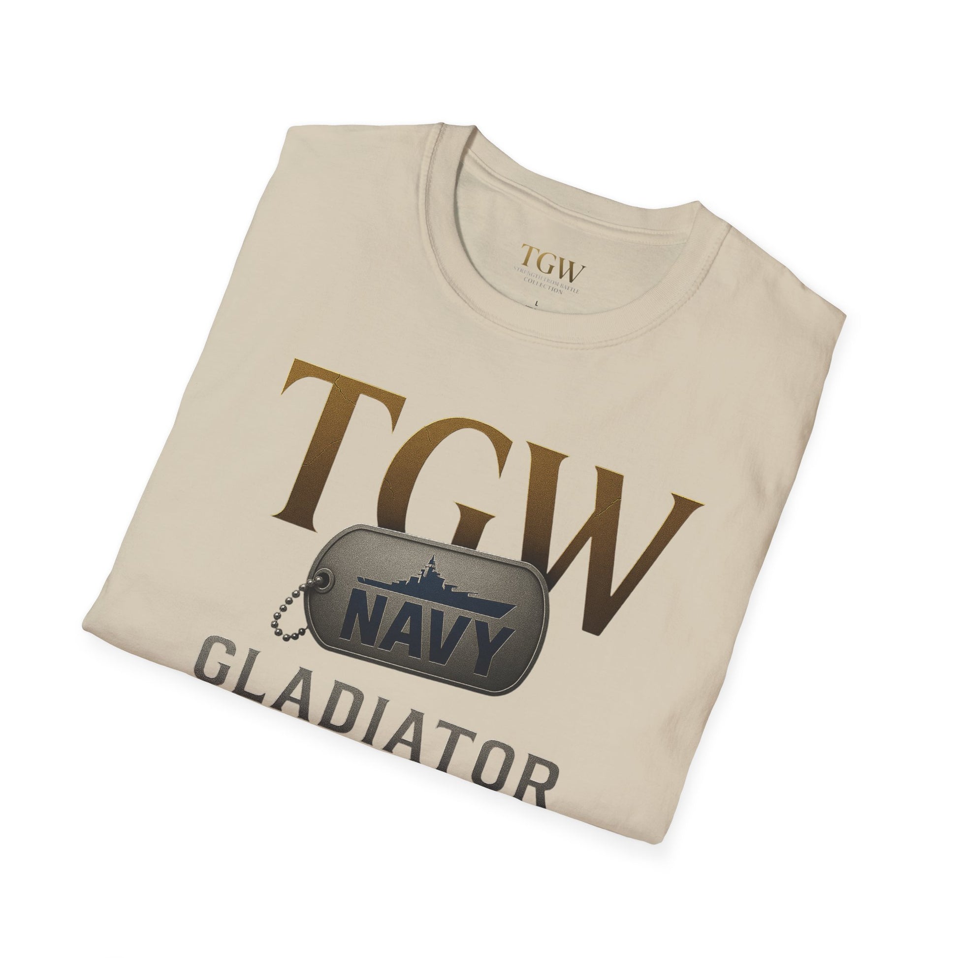 Navy Gladiator Within T-Shirt, Softstyle Tee for Veterans, Motivational Shirt, Gift for Military Families, Casual Everyday Wear