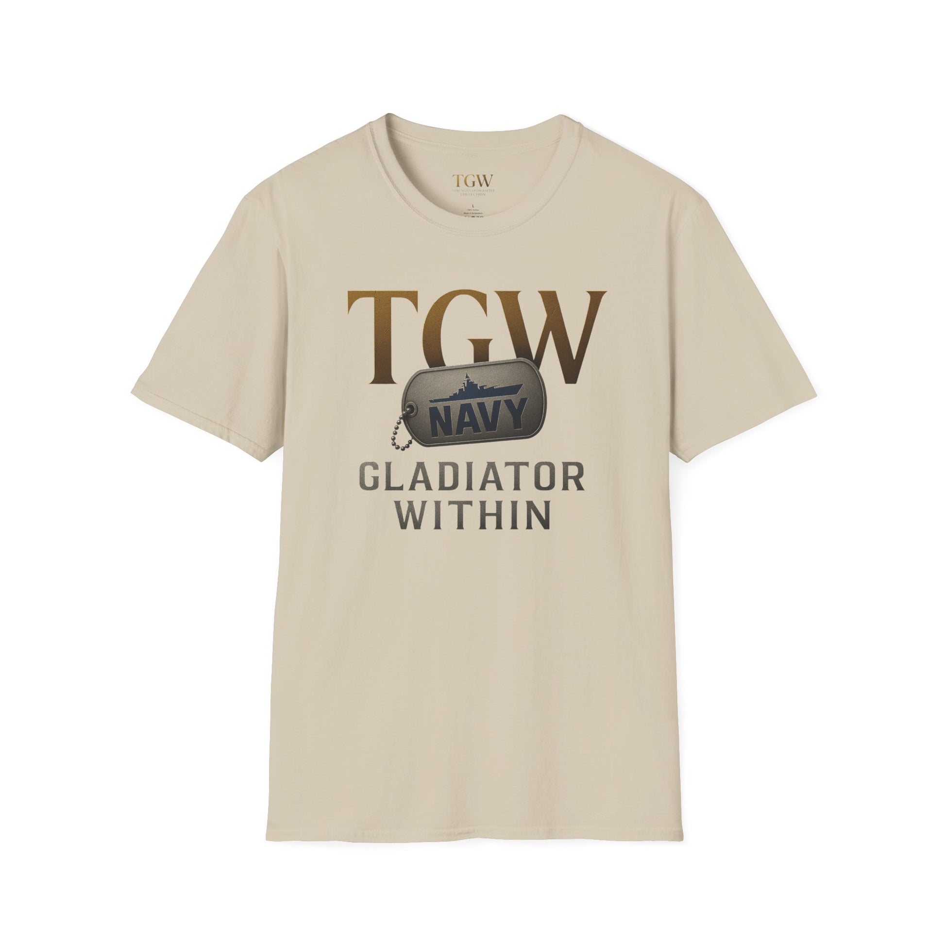 Navy Gladiator Within T-Shirt, Softstyle Tee for Veterans, Motivational Shirt, Gift for Military Families, Casual Everyday Wear