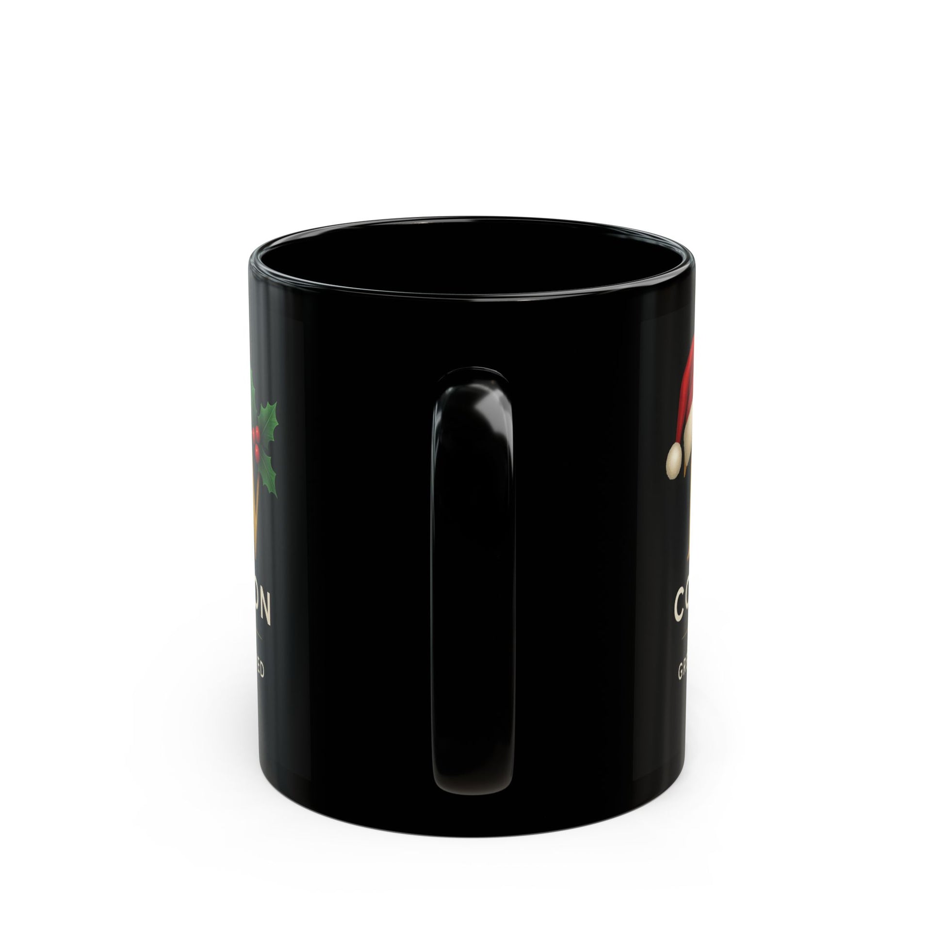 Black Christmas Mug, Holiday Coffee Cup, Xmas Gift, Festive Drinkware, Seasonal Mug, Greatness Approved