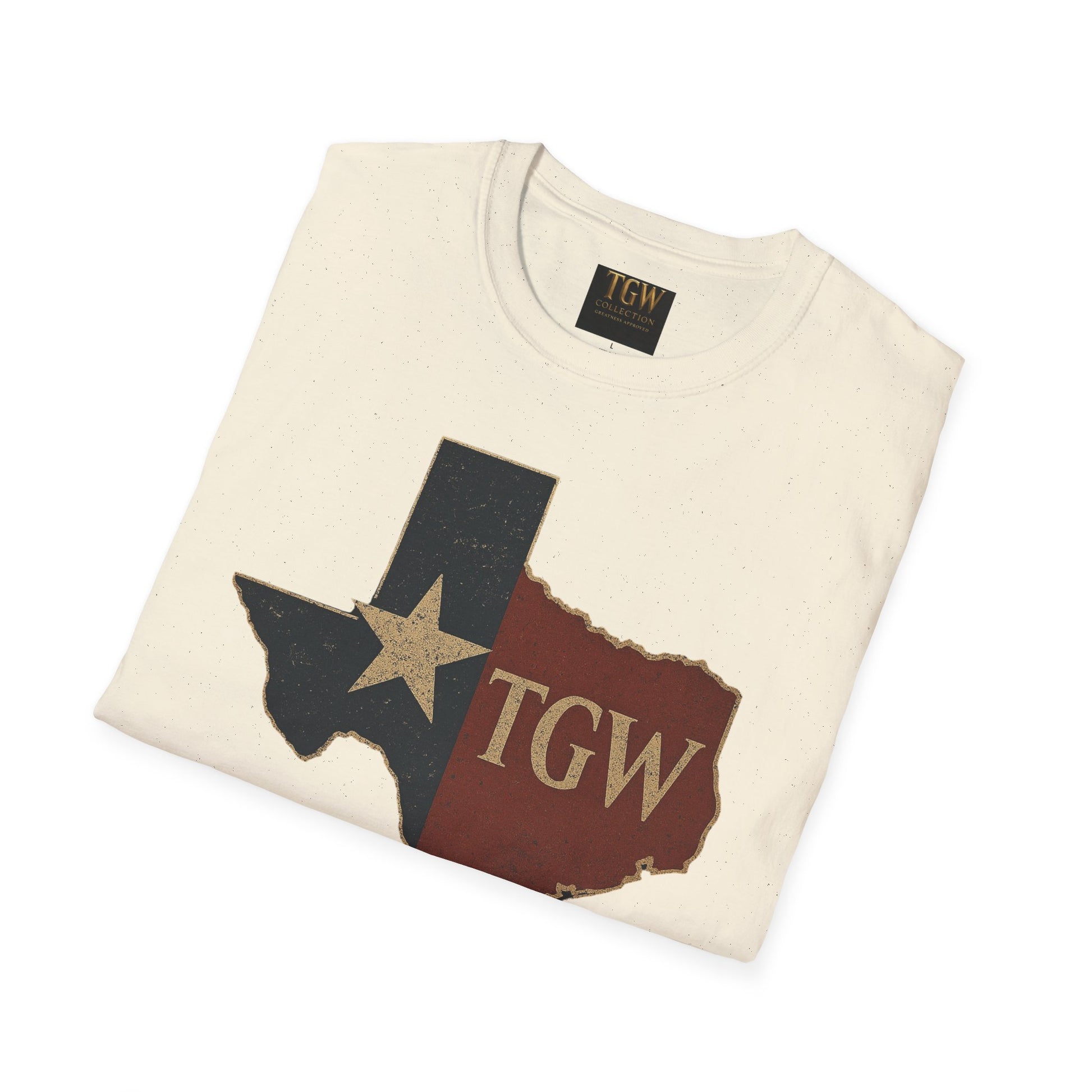 Texas Flag Outline T-Shirt with TGW Monogram — Rustic Lone Star Graphic Tee