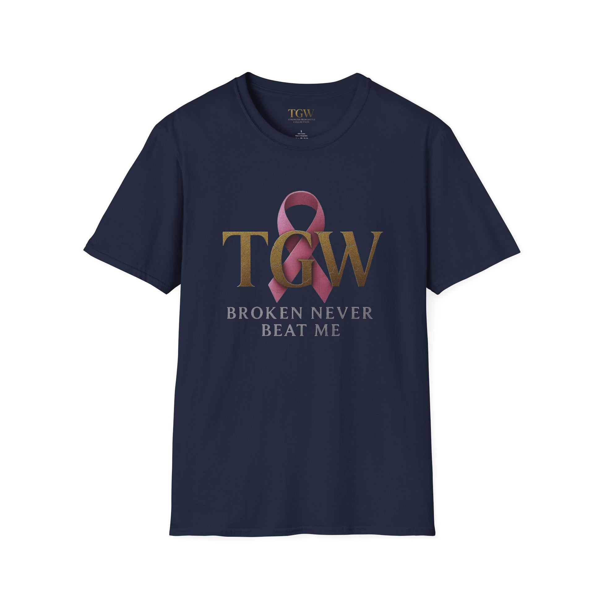 Inspirational T-Shirt: "Broken Never Beat Me" | Motivation, Support, Awareness, Gift for Her, Cancer Survivor