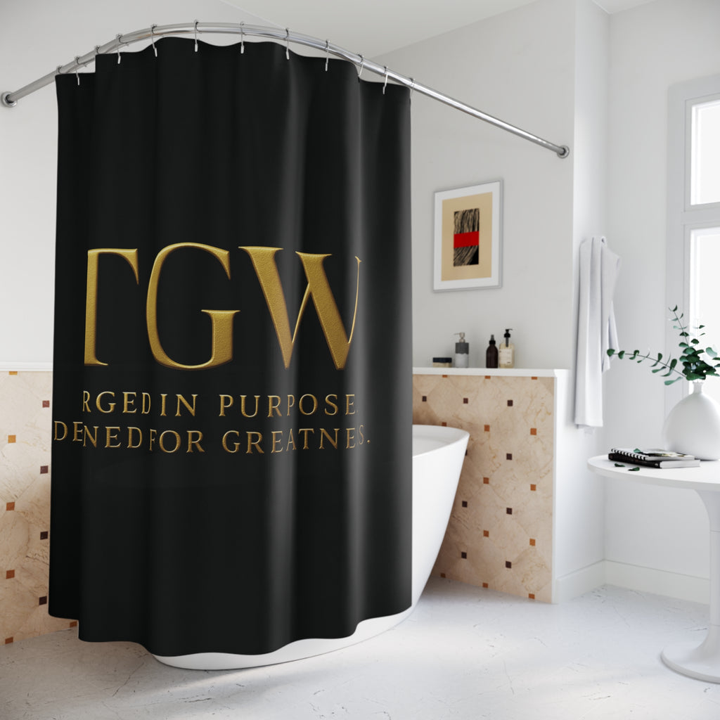 Luxurious Gold Text Shower Curtain, Modern Bathroom Decor, Elegant Gift for Her, Stylish Home Accessories, Unique Housewarming Present