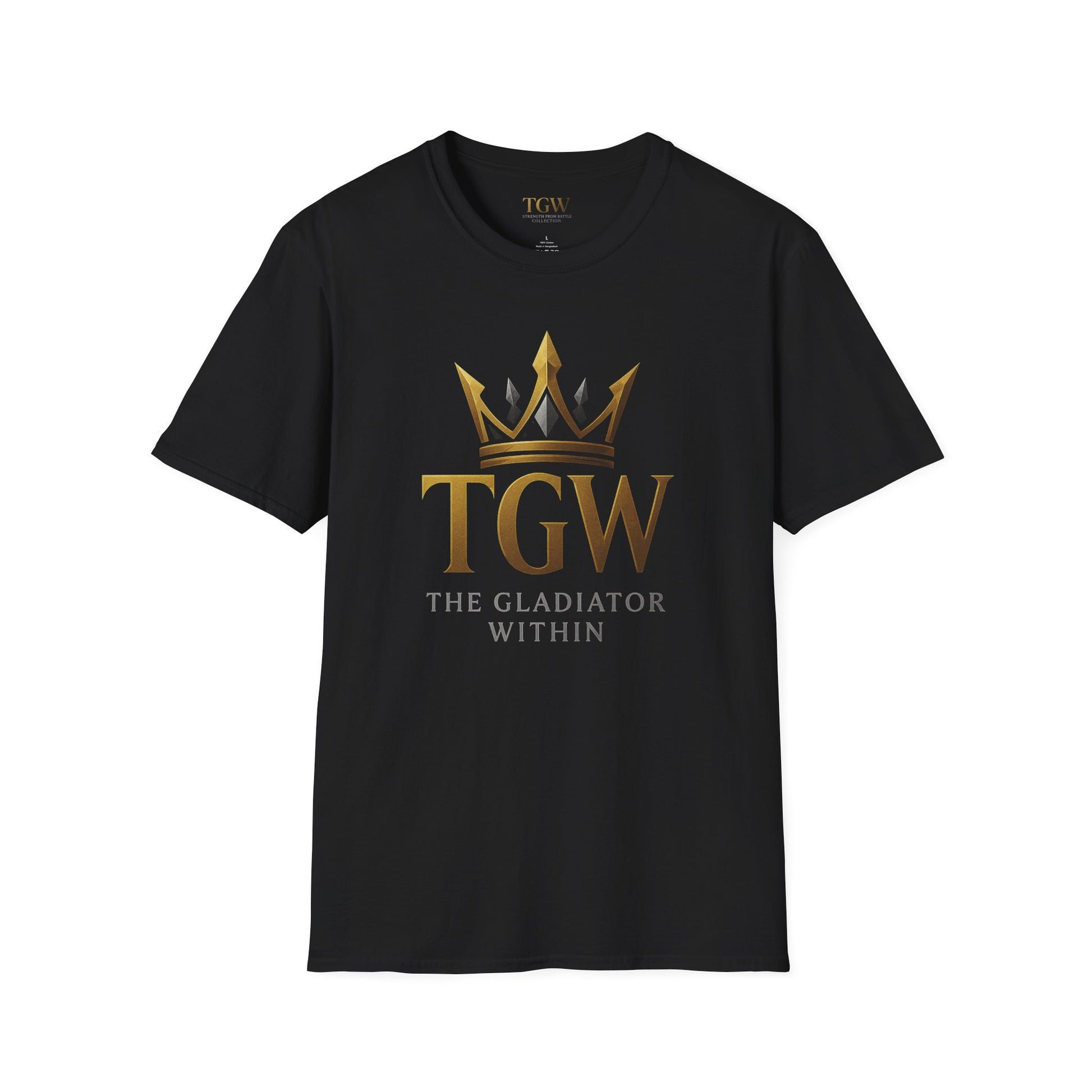 Men Gladiator T-shirt | Motivational Tee, Fitness Shirt, Gift for Him, Empowerment Apparel, Gold Crown Design