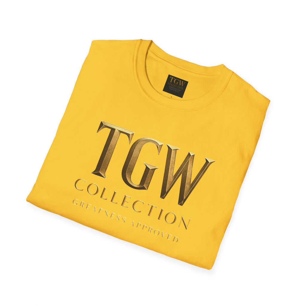 Elegant Gold Lettering Soft style T-Shirt, Casual Tee, Stylish Apparel, Gift for Fashion Lovers, Everyday Wear
