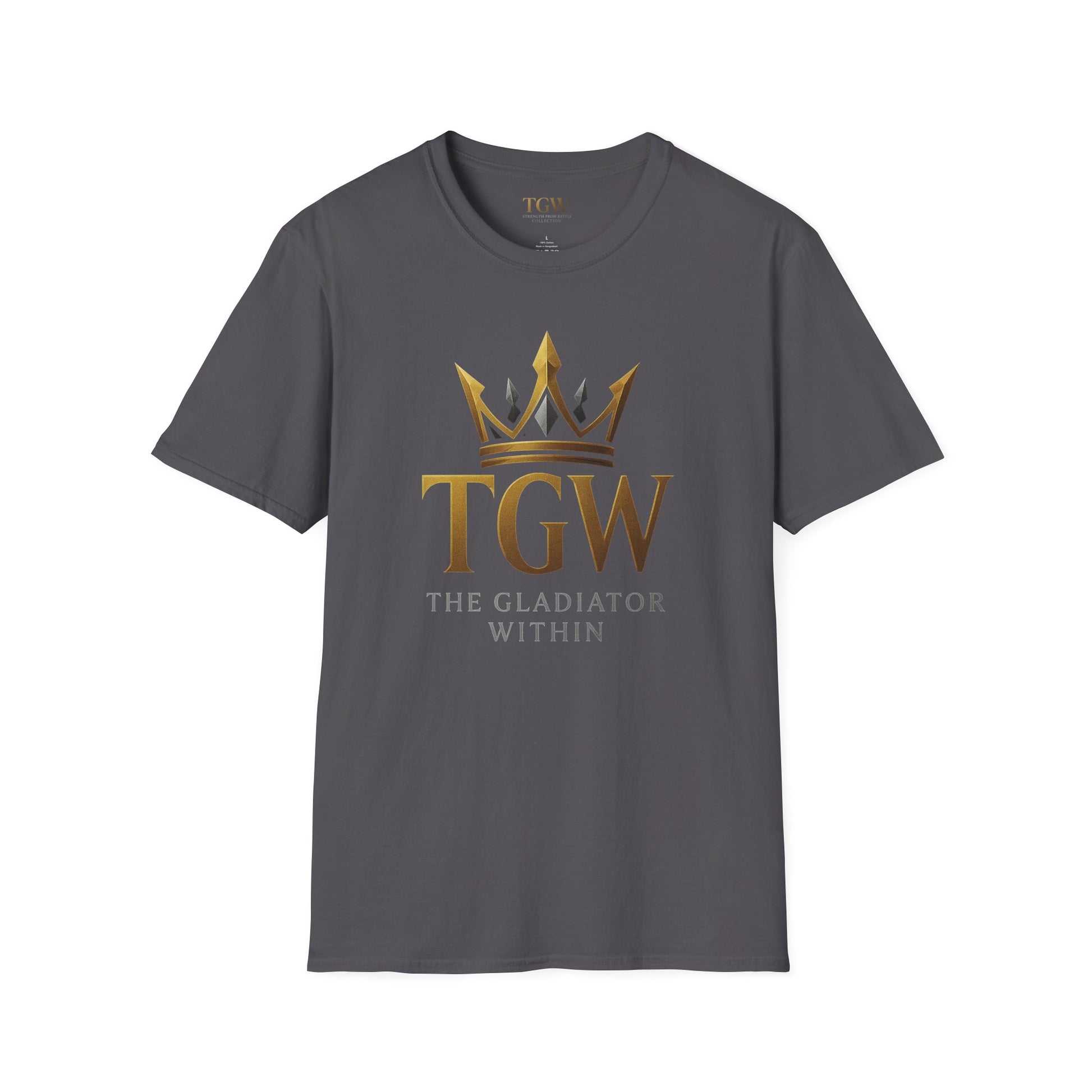 Men Gladiator T-shirt | Motivational Tee, Fitness Shirt, Gift for Him, Empowerment Apparel, Gold Crown Design