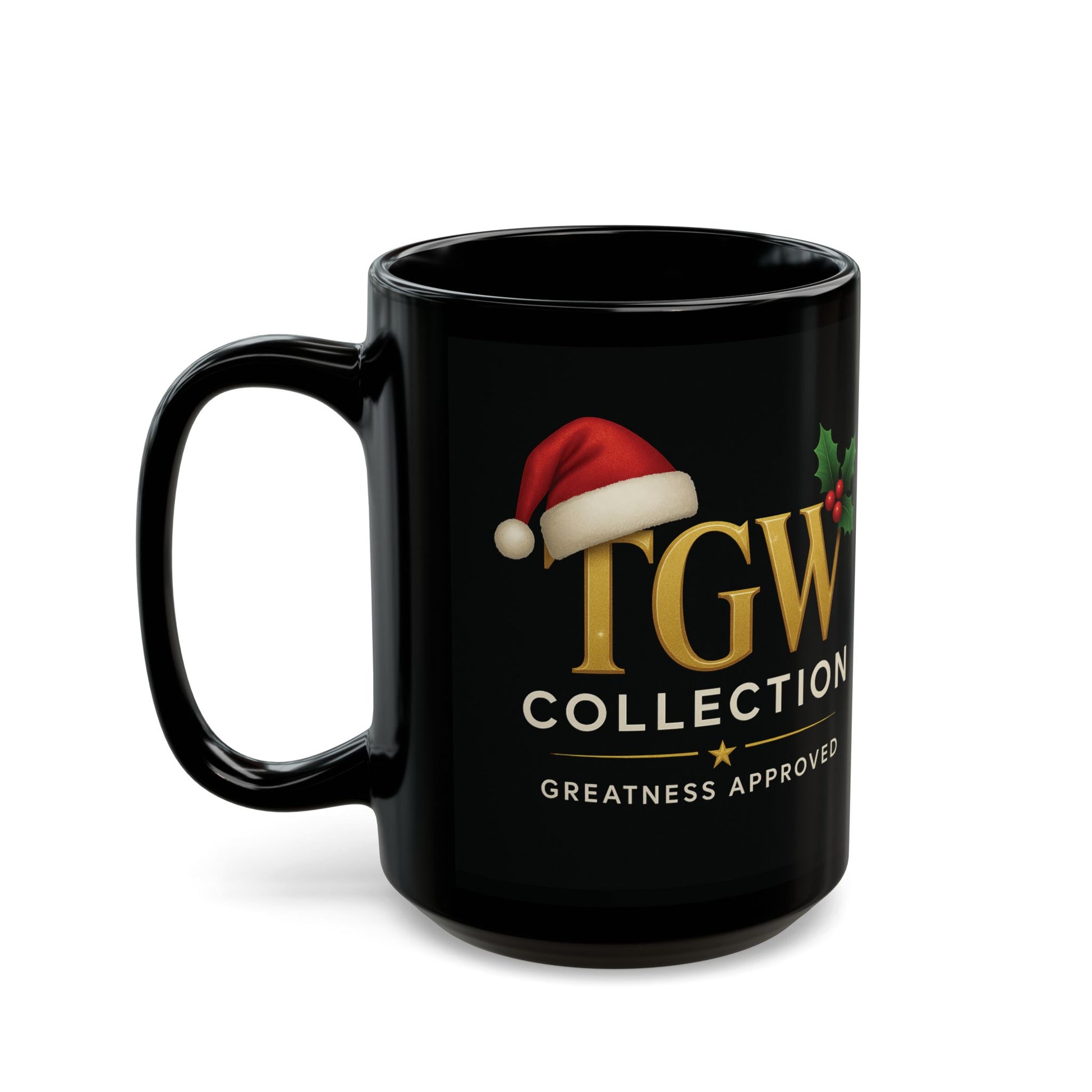Black Christmas Mug, Holiday Coffee Cup, Xmas Gift, Festive Drinkware, Seasonal Mug, Greatness Approved