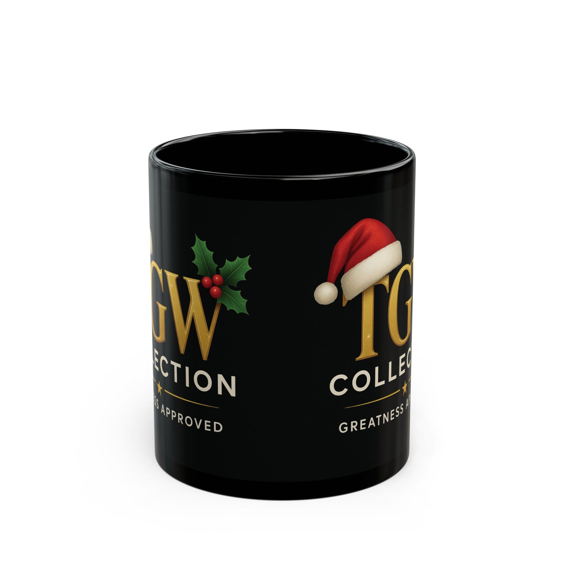 Black Christmas Mug, Holiday Coffee Cup, Xmas Gift, Festive Drinkware, Seasonal Mug, Greatness Approved
