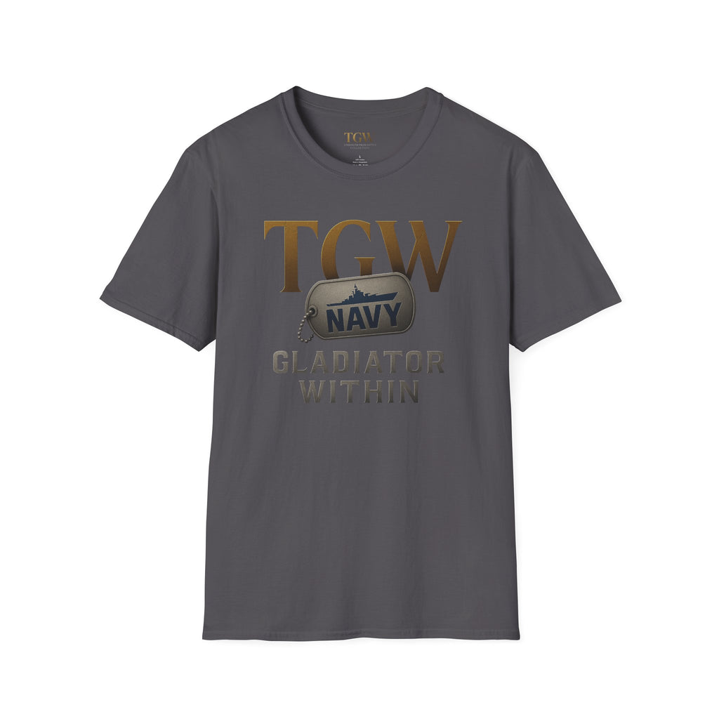 Navy Gladiator Within T-Shirt, Softstyle Tee for Veterans, Motivational Shirt, Gift for Military Families, Casual Everyday Wear