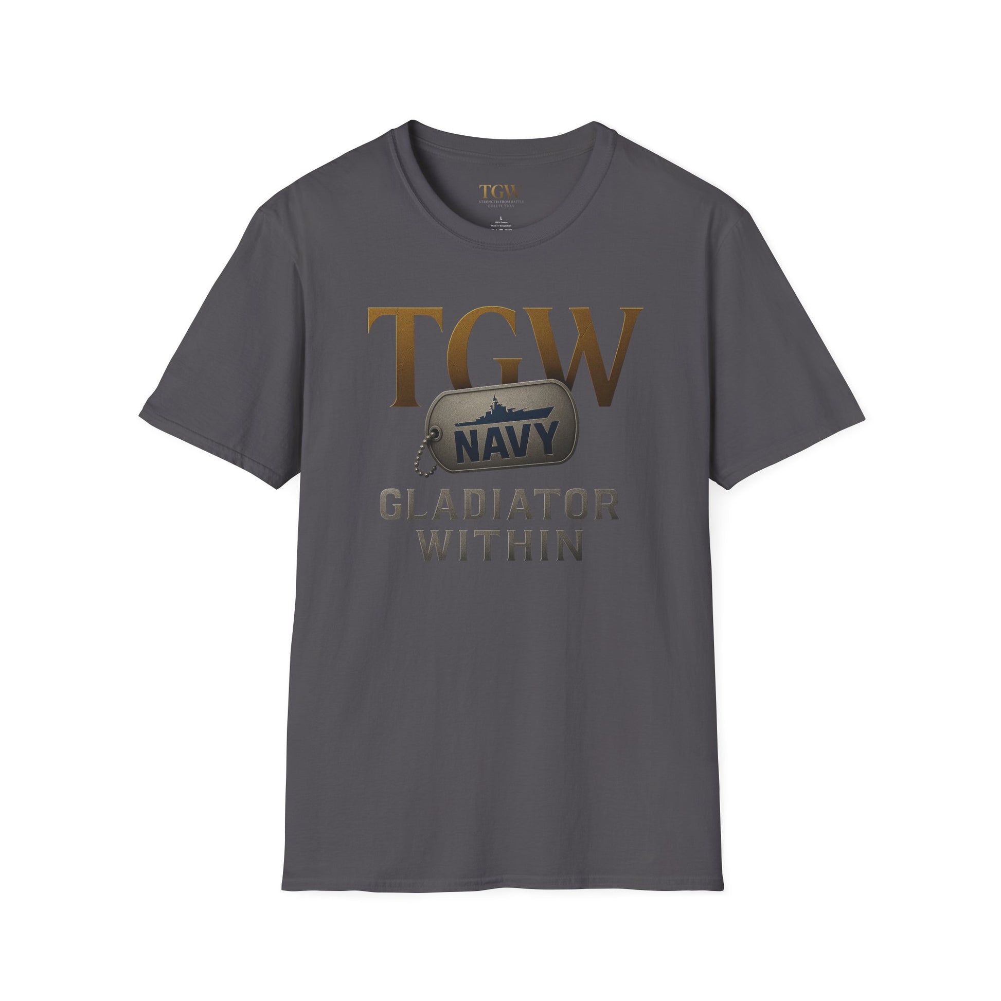 Navy Gladiator Within T-Shirt, Softstyle Tee for Veterans, Motivational Shirt, Gift for Military Families, Casual Everyday Wear