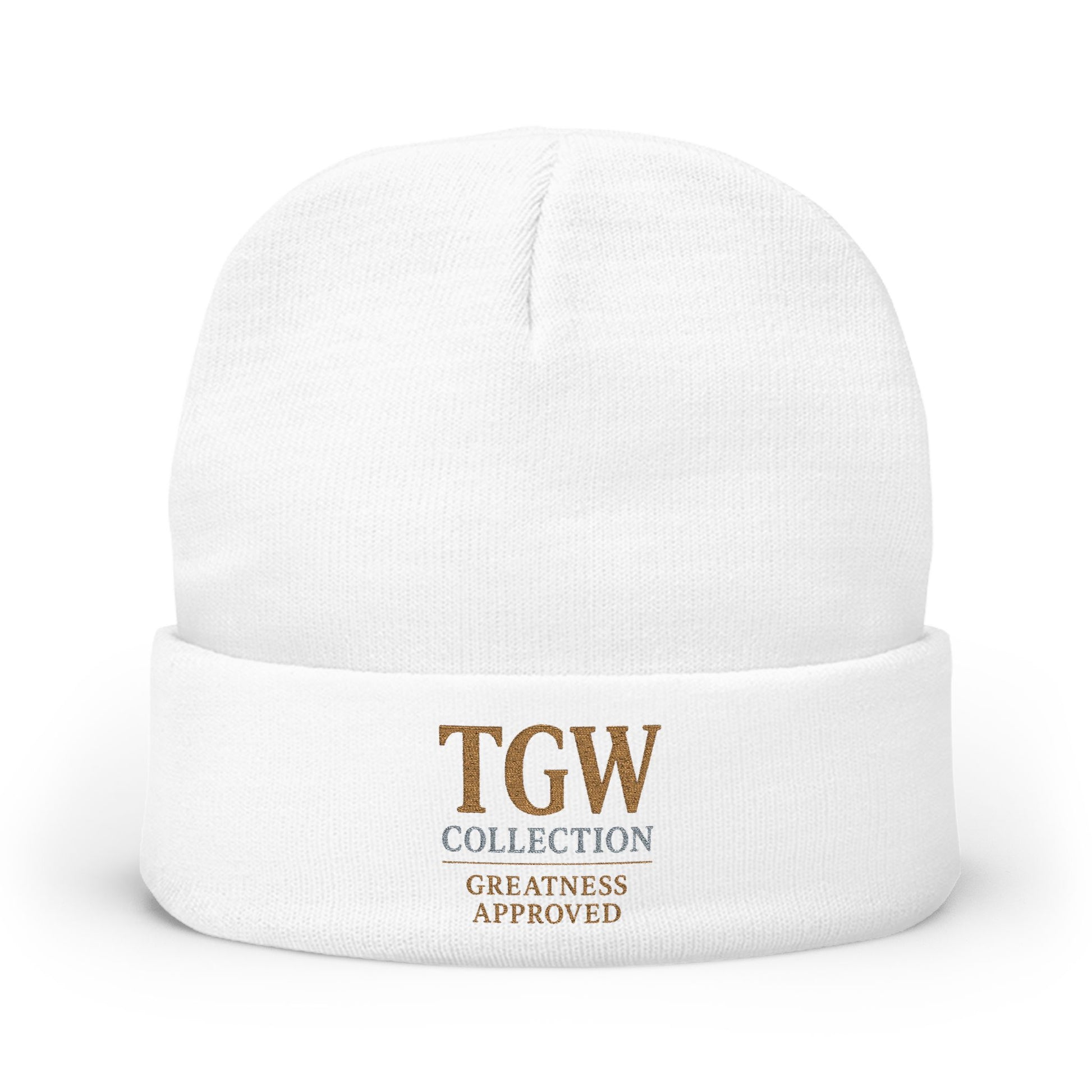 Elegant Rose Gold Embroidered Knit Beanie, Stylish Winter Hat, Cozy Gift for Her, Fashion Accessory, Birthday and Holiday Essential