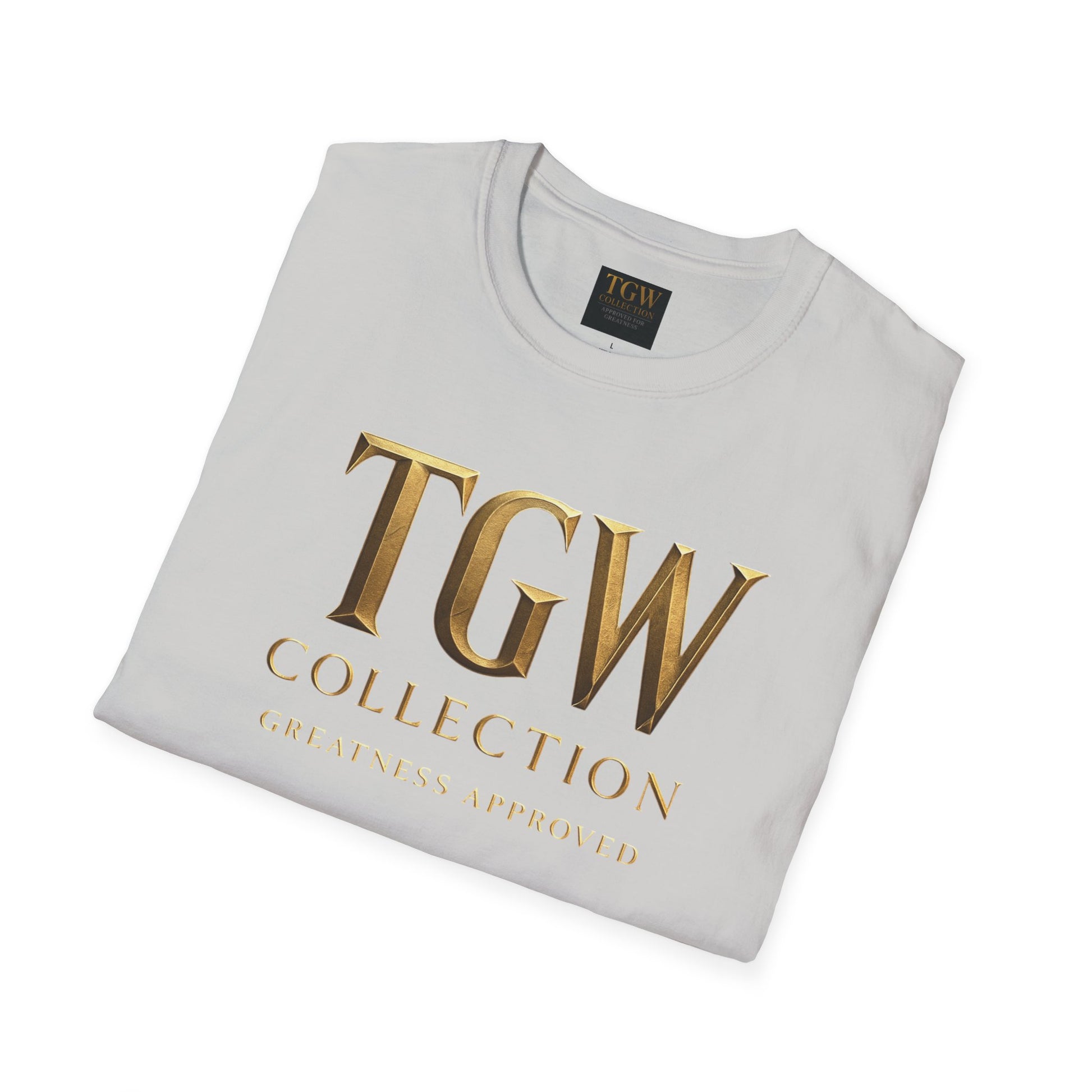 Elegant Gold Lettering Soft style T-Shirt, Casual Tee, Stylish Apparel, Gift for Fashion Lovers, Everyday Wear