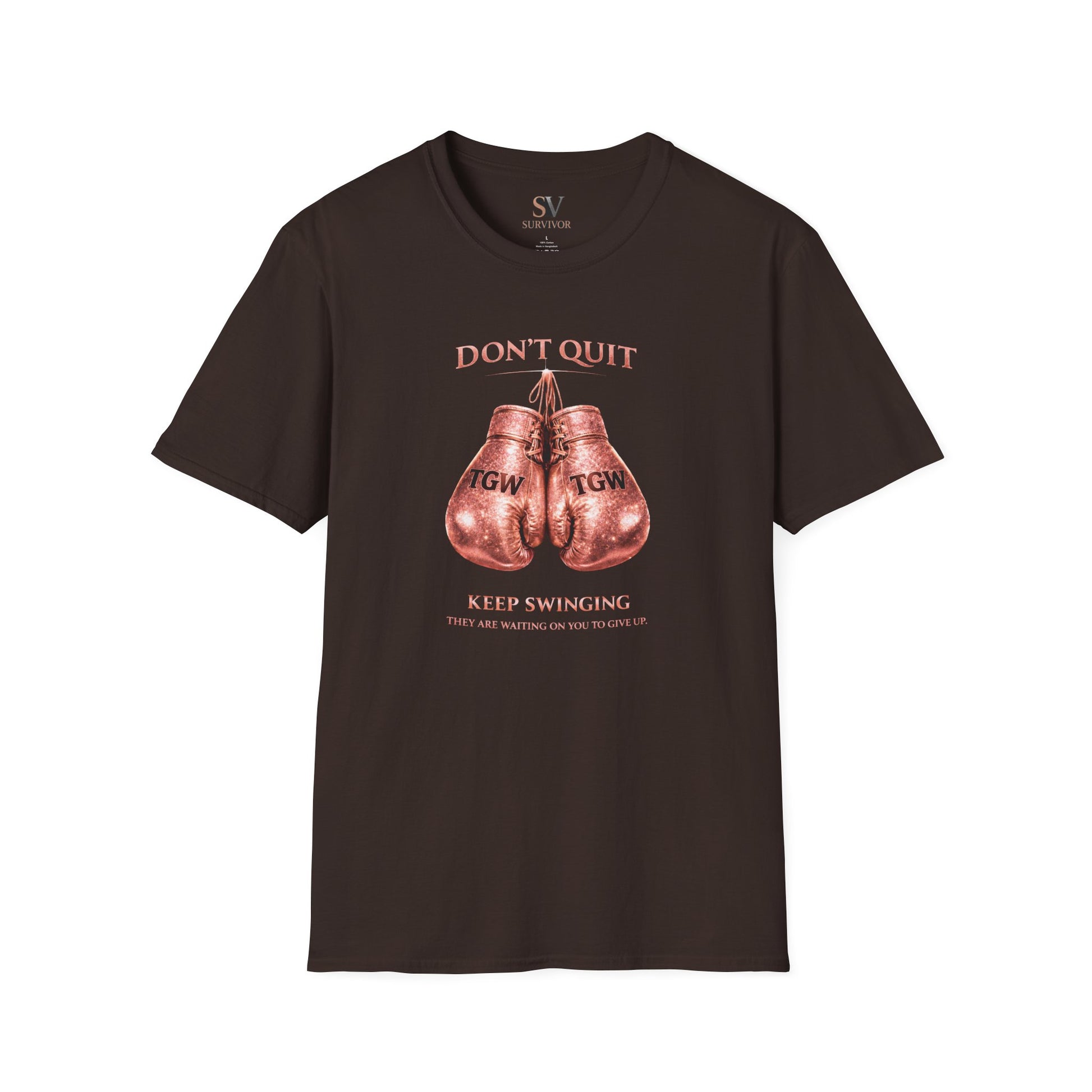 Rose Gold Energy Fight and Never Quit -  Softstyle T-Shirt
