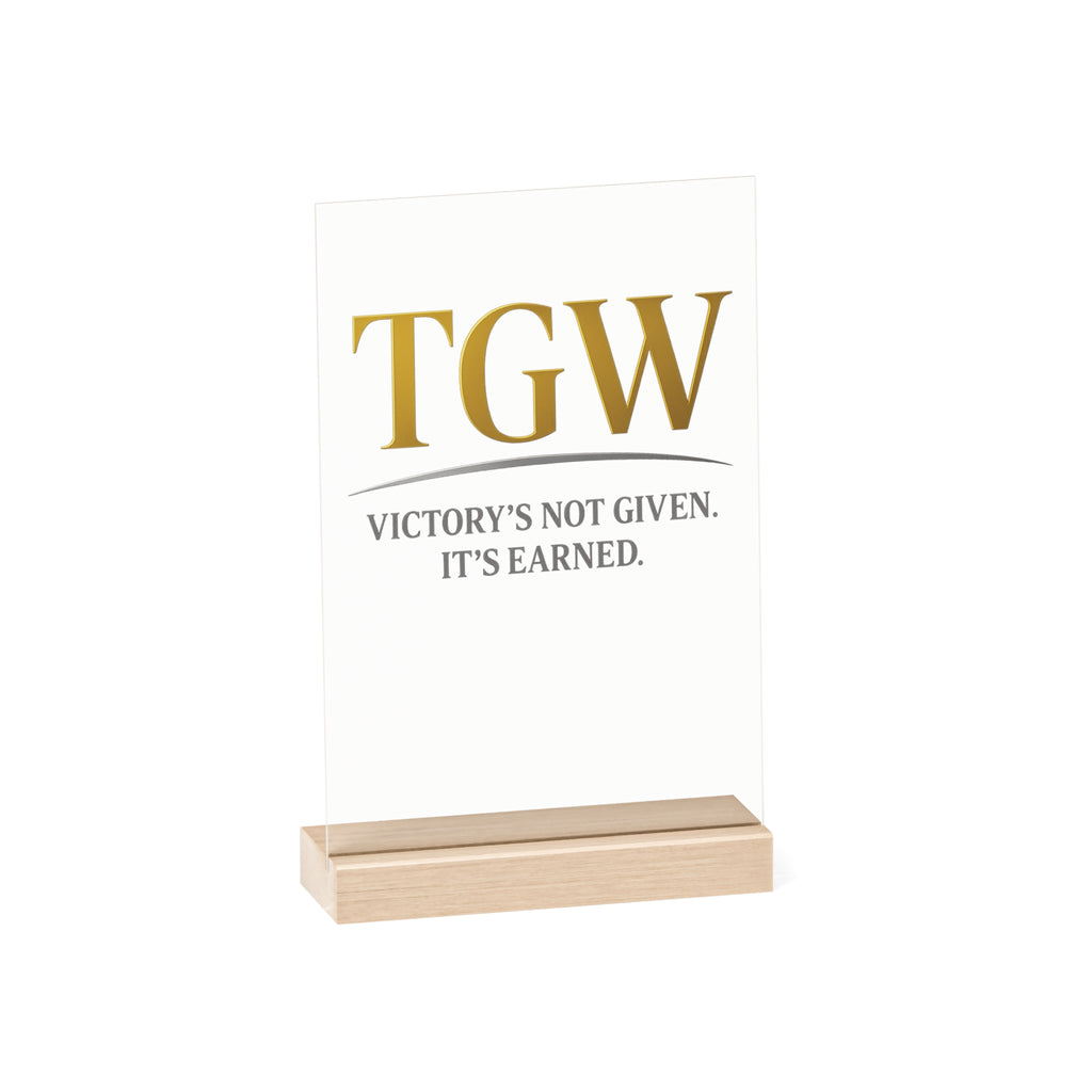 Elegant Acrylic Motivational Sign with Wooden Stand, Inspirational Desk Decor, Home Office Decoration, Perfect Gift for Graduates