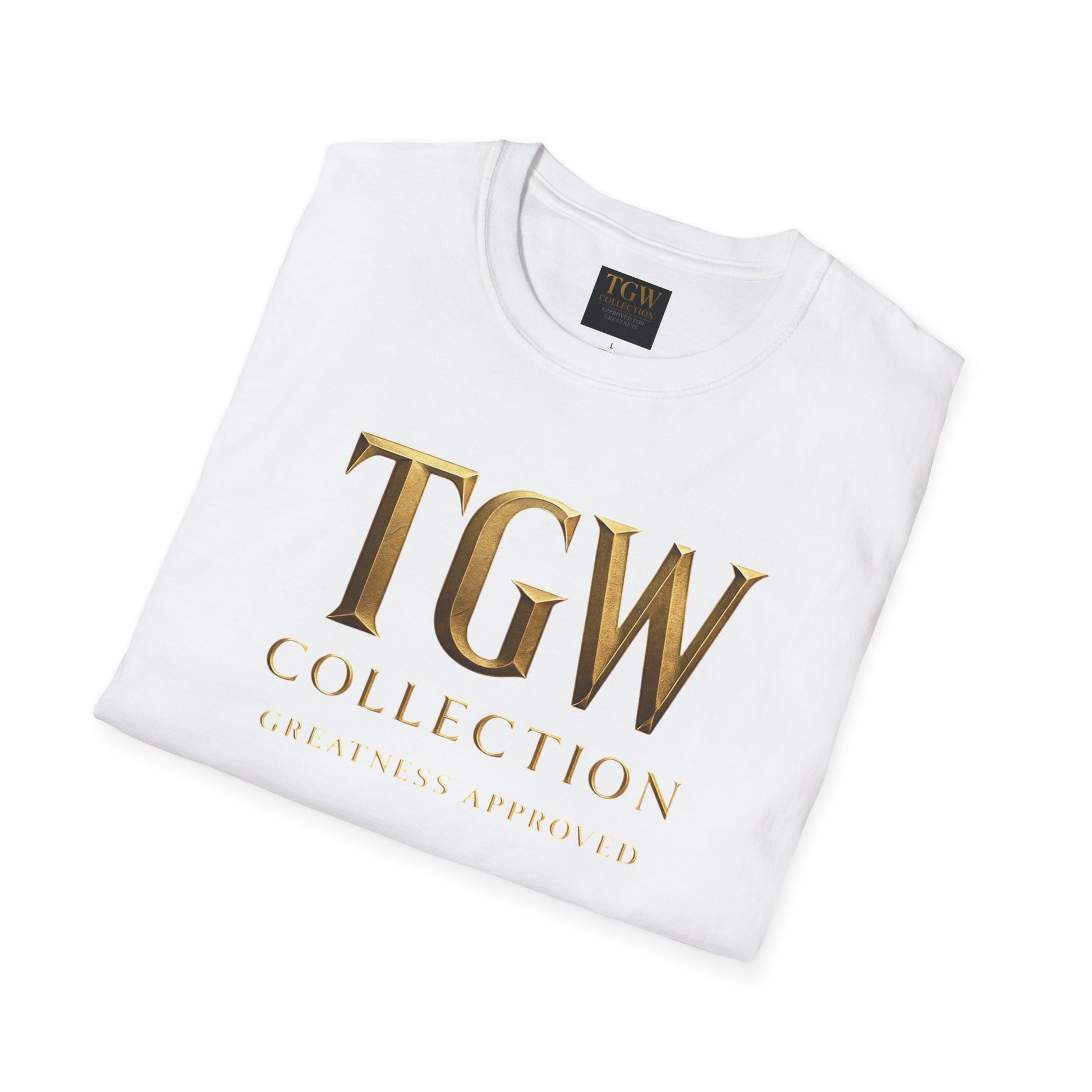 Elegant Gold Lettering Soft style T-Shirt, Casual Tee, Stylish Apparel, Gift for Fashion Lovers, Everyday Wear
