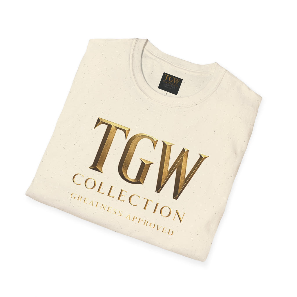 Elegant Gold Lettering Soft style T-Shirt, Casual Tee, Stylish Apparel, Gift for Fashion Lovers, Everyday Wear