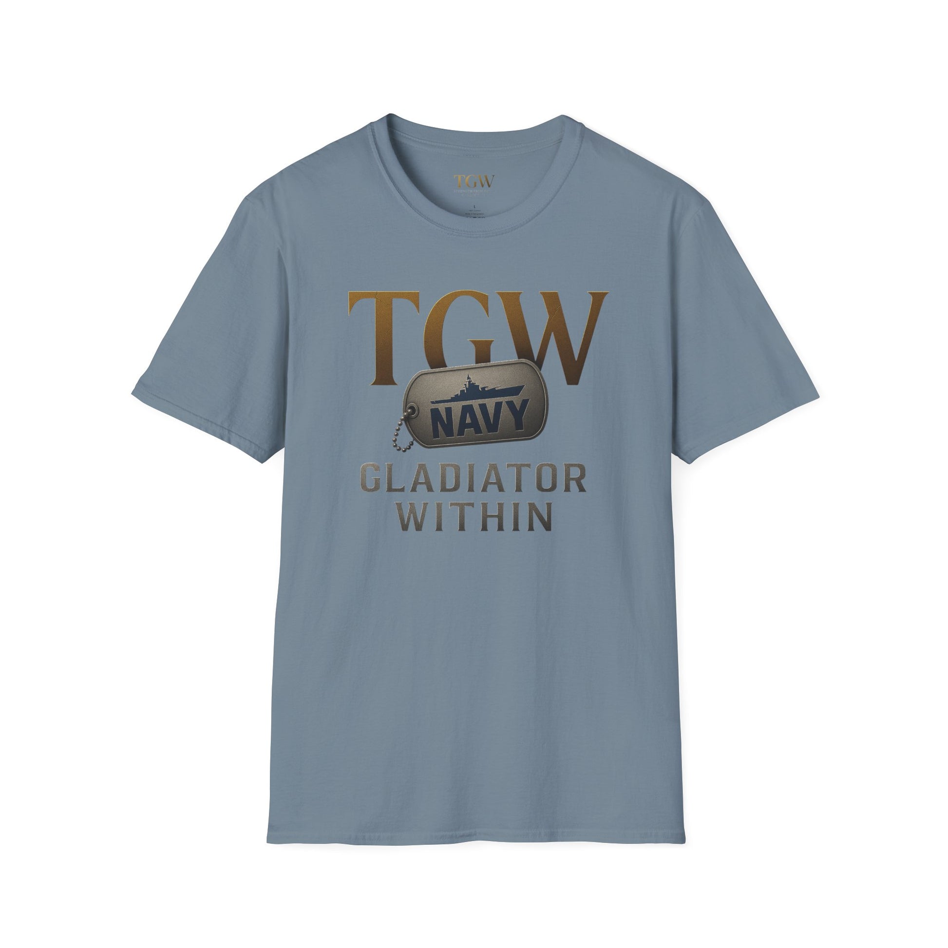 Navy Gladiator Within T-Shirt, Softstyle Tee for Veterans, Motivational Shirt, Gift for Military Families, Casual Everyday Wear
