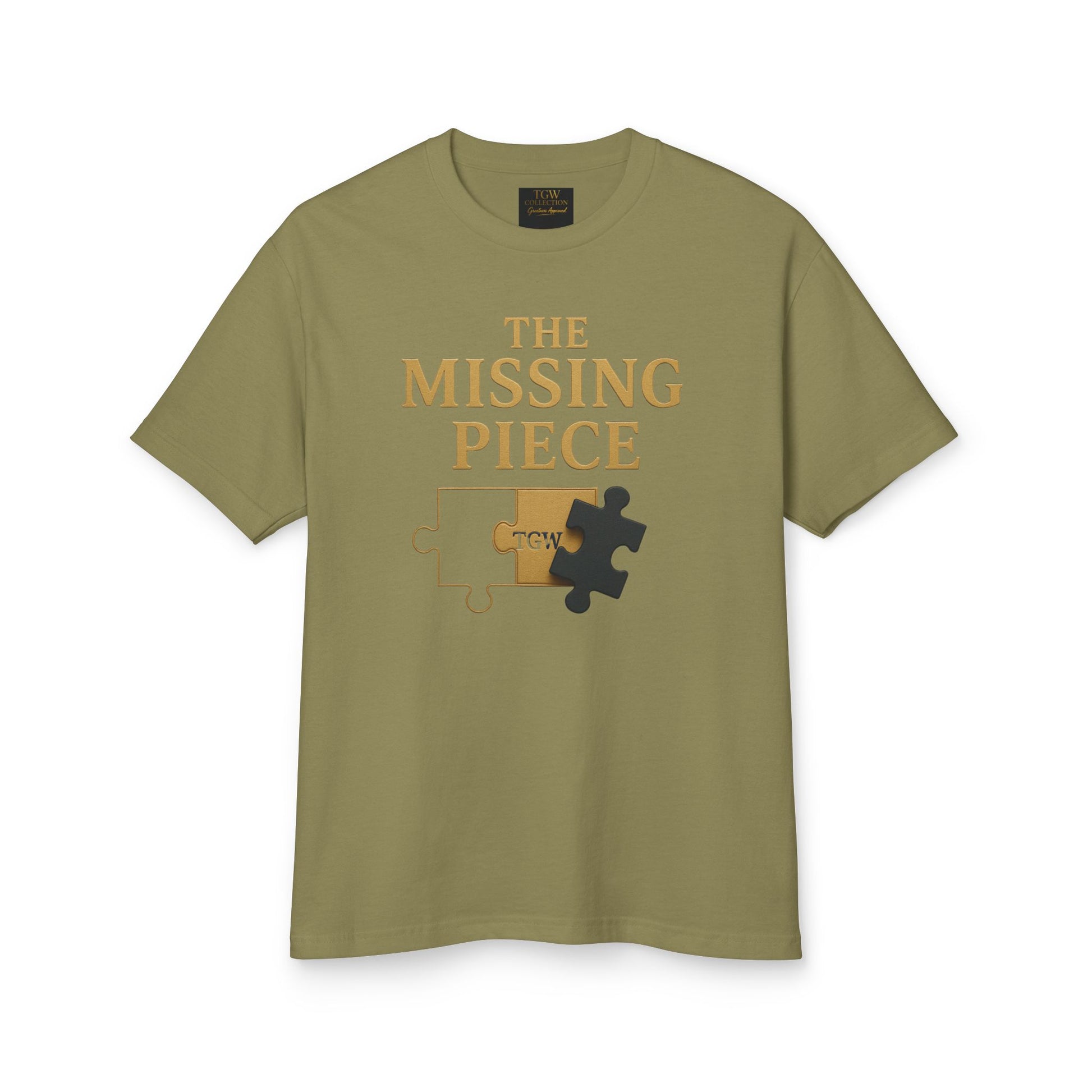 Puzzle-Themed Heavyweight Cotton Tee, Casual Wear