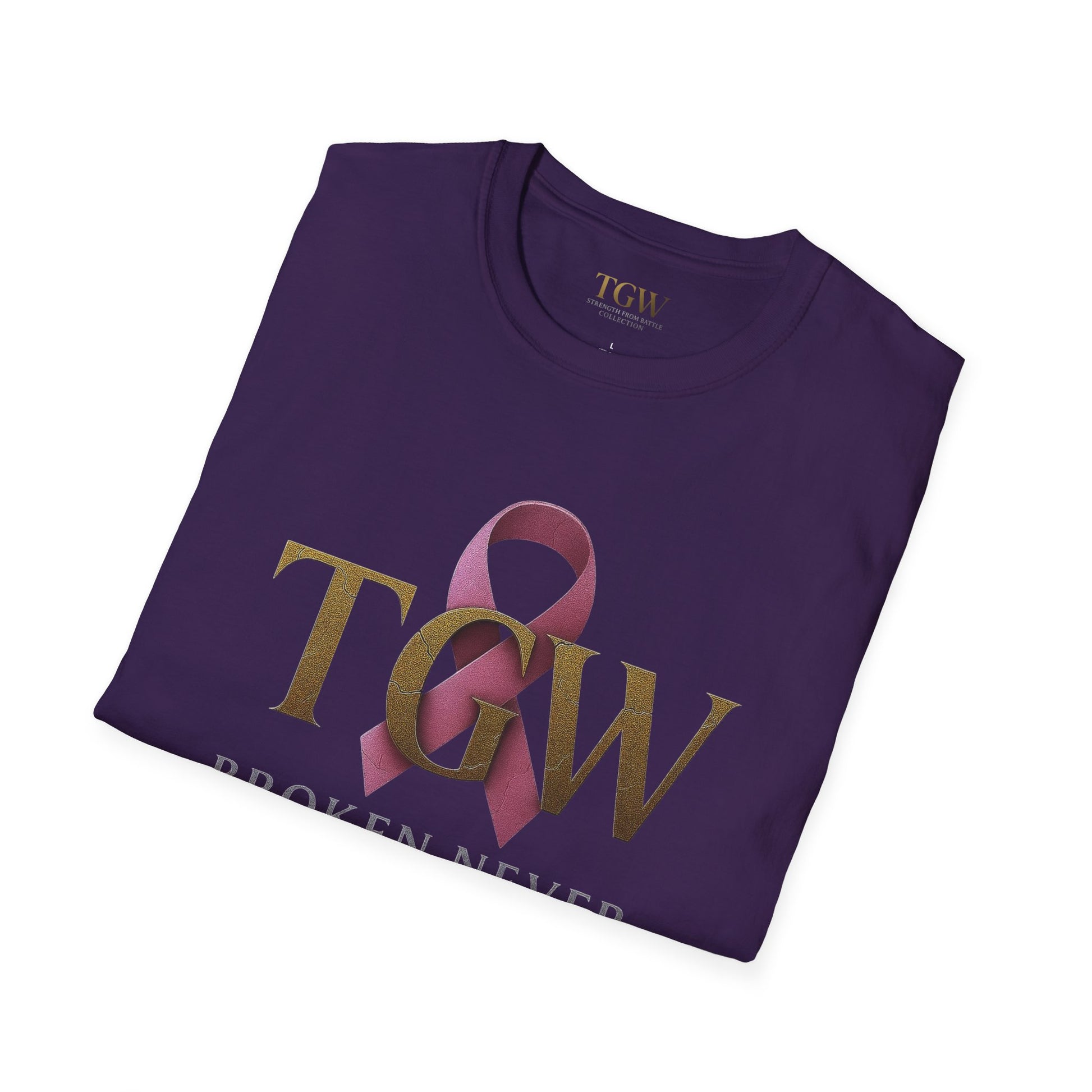 Inspirational T-Shirt: "Broken Never Beat Me" | Motivation, Support, Awareness, Gift for Her, Cancer Survivor