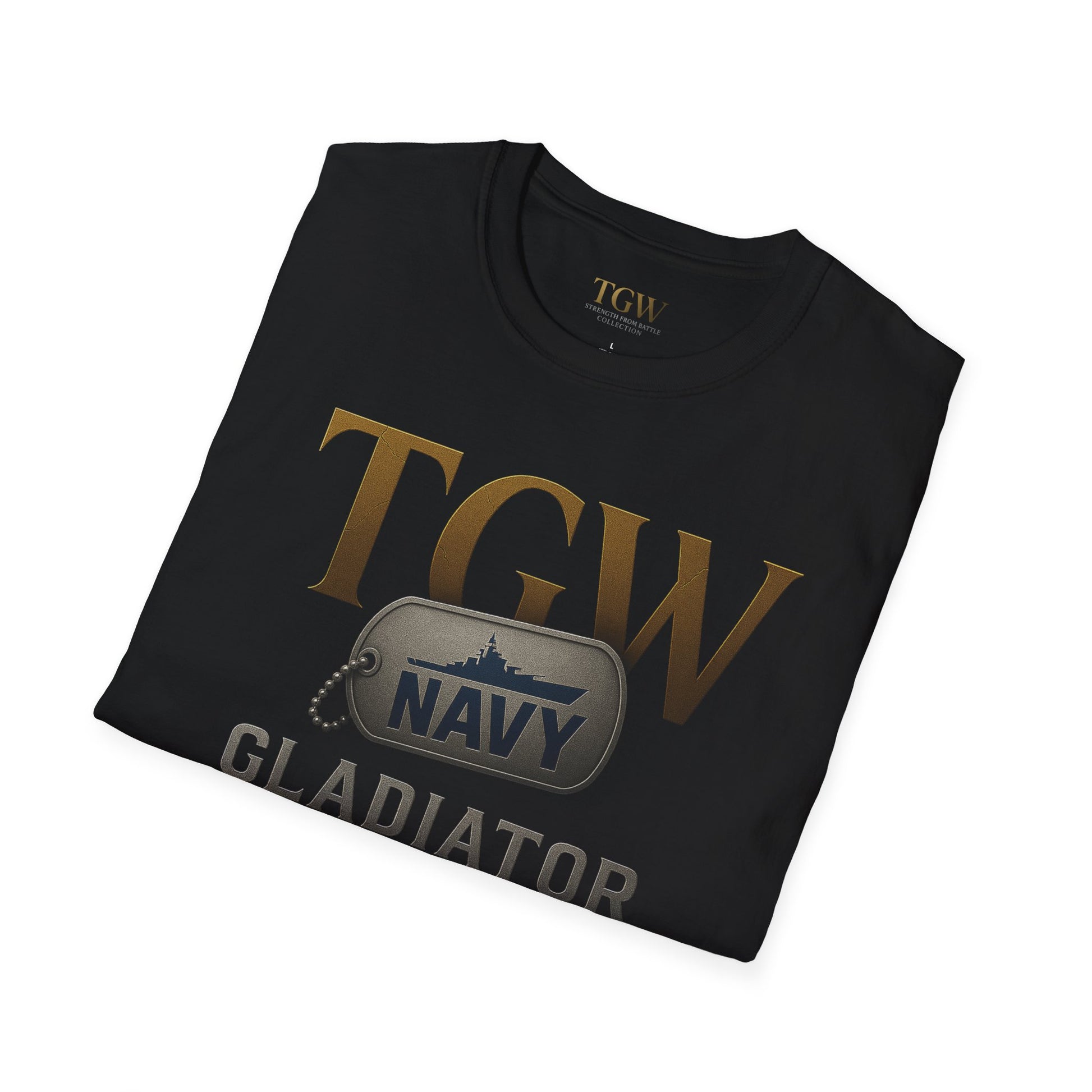 Navy Gladiator Within T-Shirt, Softstyle Tee for Veterans, Motivational Shirt, Gift for Military Families, Casual Everyday Wear