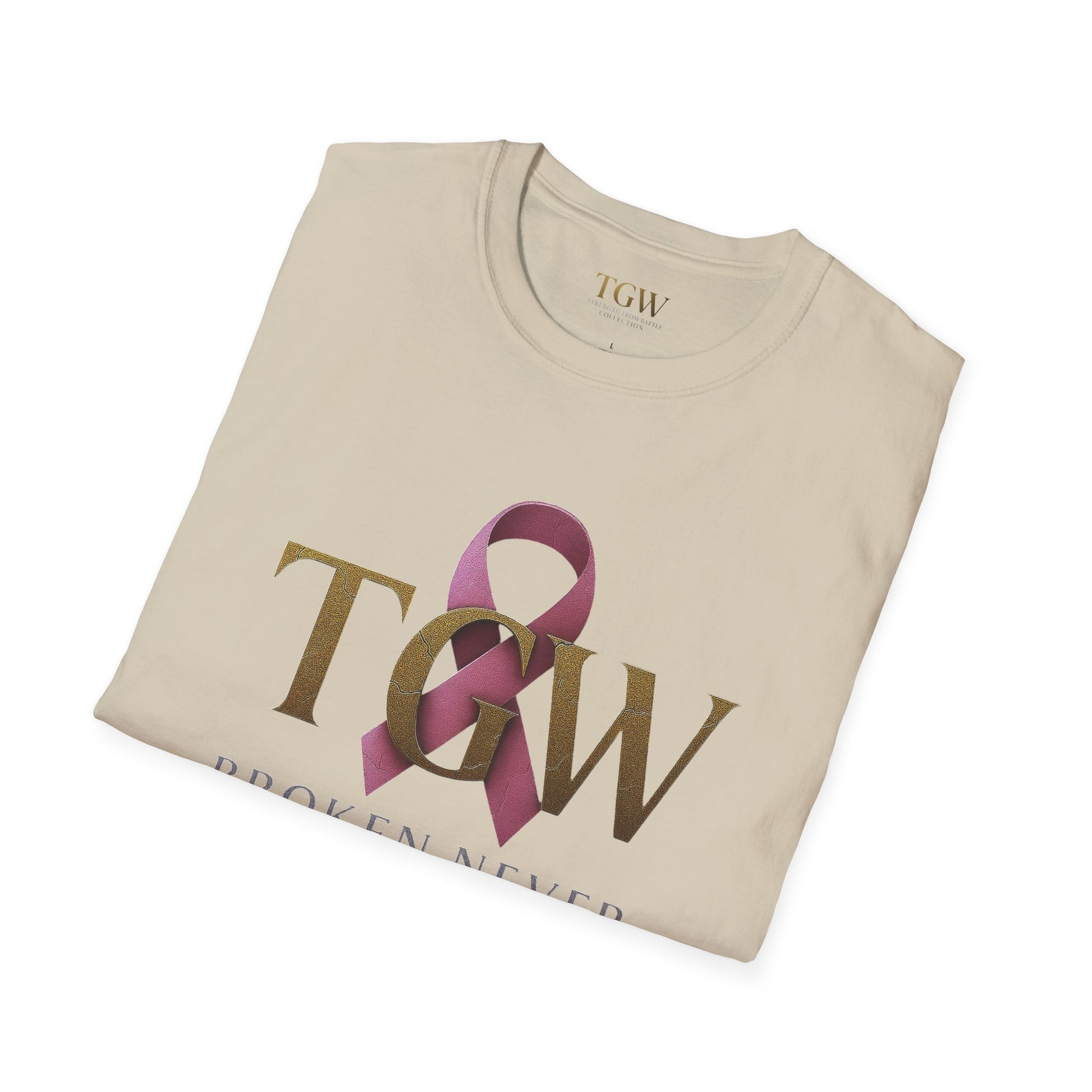 Inspirational T-Shirt: "Broken Never Beat Me" | Motivation, Support, Awareness, Gift for Her, Cancer Survivor