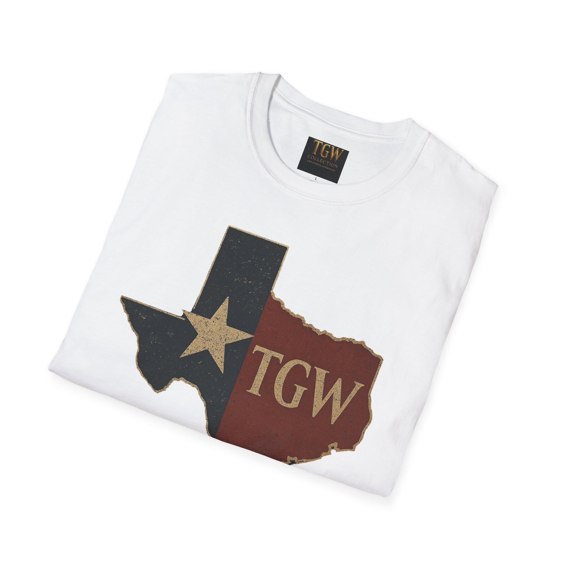 Texas Flag Outline T-Shirt with TGW Monogram — Rustic Lone Star Graphic Tee