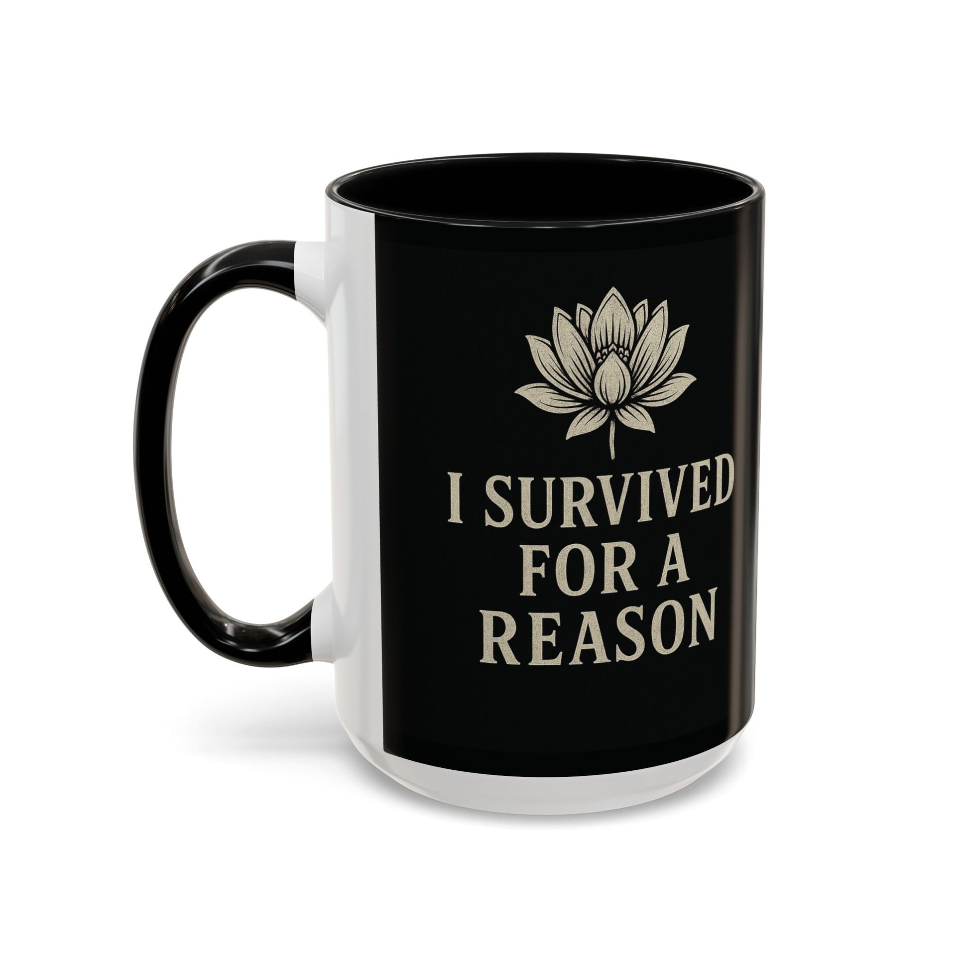 Inspirational Coffee Mug - I Survived for a Reason, Motivational Gift, Personalized Tea Cup, Positive Affirmation, Self-Care Mug