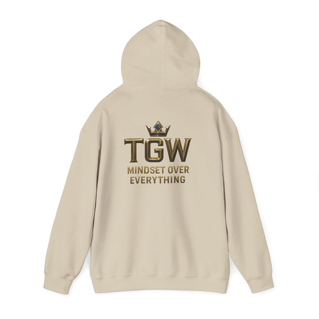 TGW Collection Hooded Sweatshirt: Mindset Over Everything, Style, Cozy Fashion, Gift Idea, Casual, Street-wear