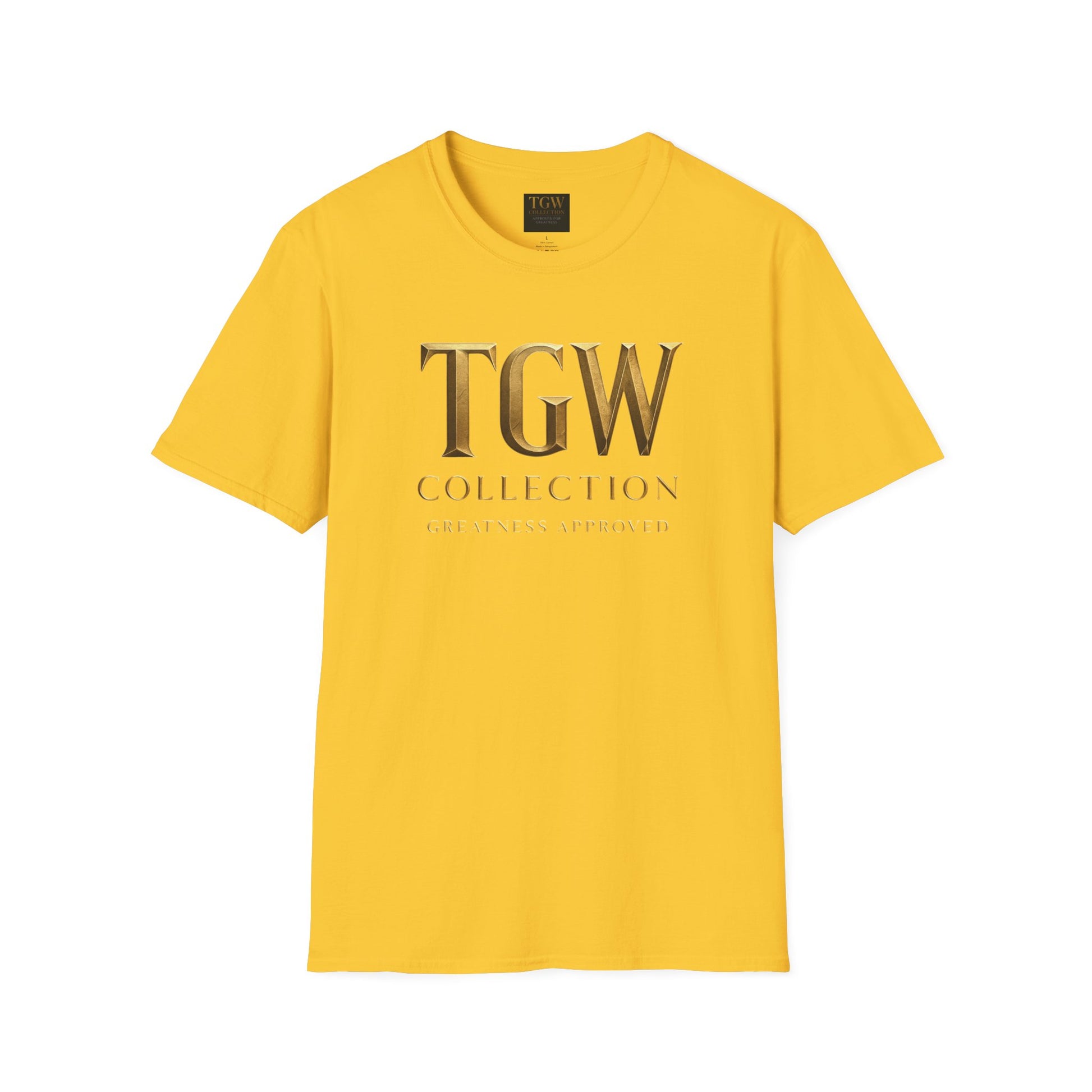 Elegant Gold Lettering Soft style T-Shirt, Casual Tee, Stylish Apparel, Gift for Fashion Lovers, Everyday Wear
