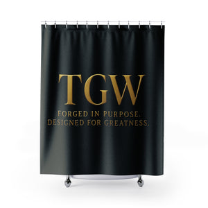 Luxurious Gold Text Shower Curtain, Modern Bathroom Decor, Elegant Gift for Her, Stylish Home Accessories, Unique Housewarming Present