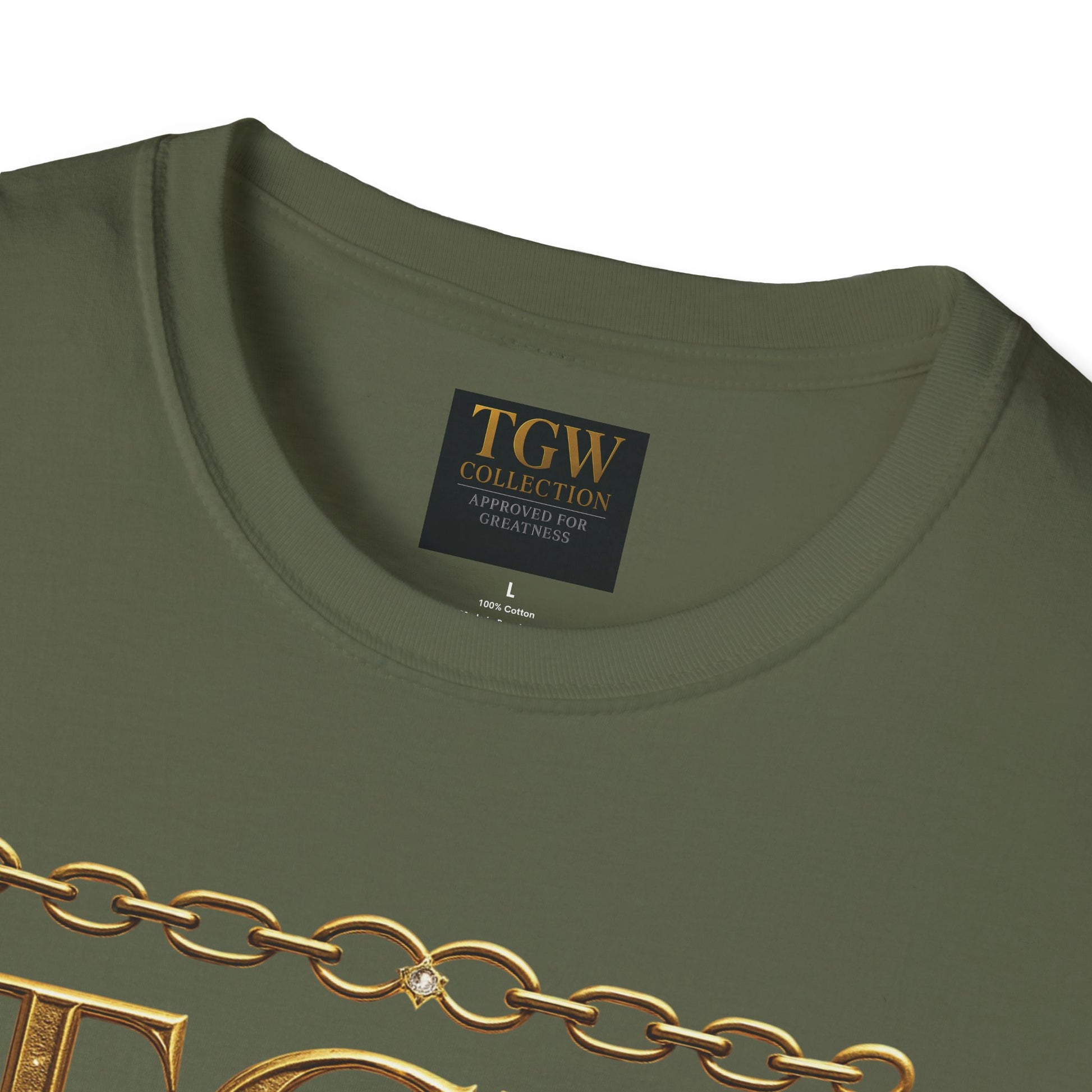 Gold Chain Text T-Shirt, Stylish Tee, Casual Wear, Motivational Shirt