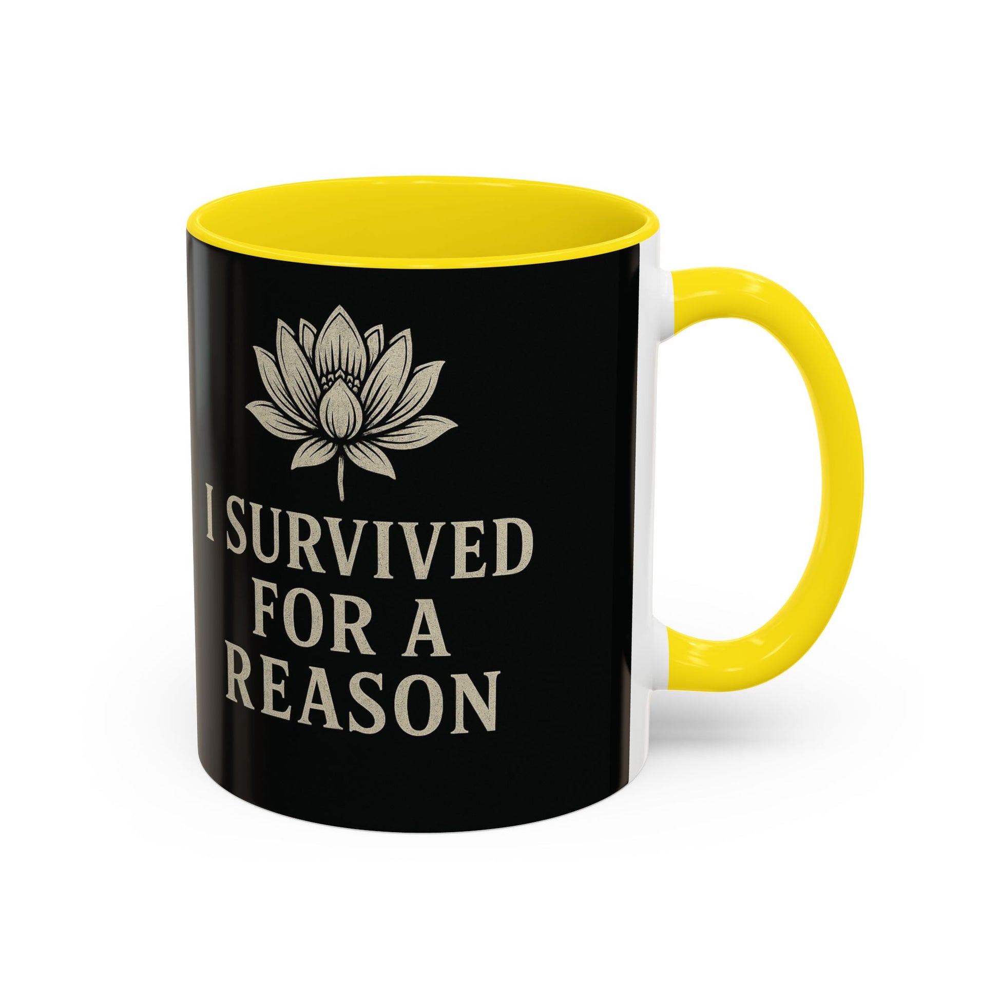 Inspirational Coffee Mug - I Survived for a Reason, Motivational Gift, Personalized Tea Cup, Positive Affirmation, Self-Care Mug